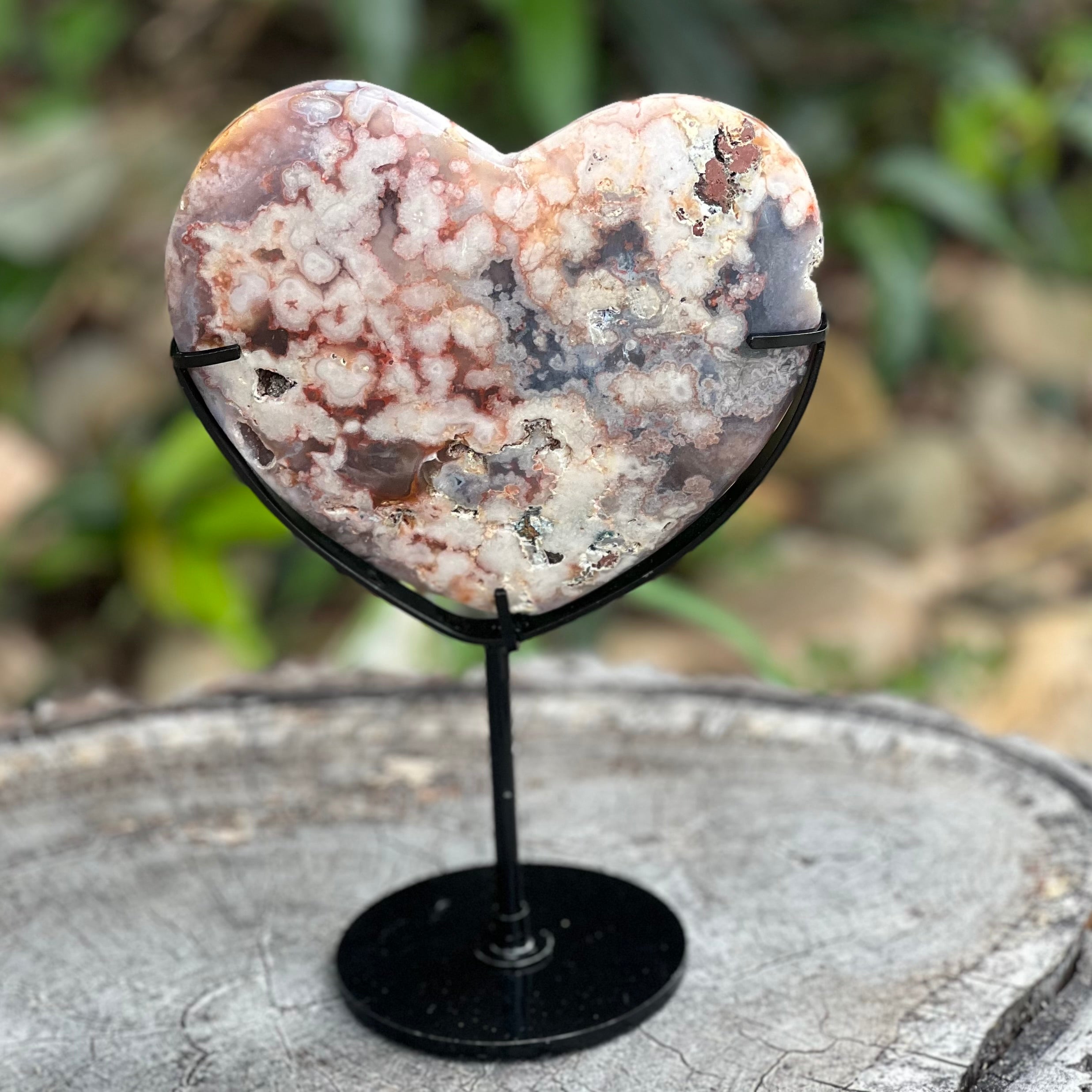 Pink Amethyst Heart on Stand