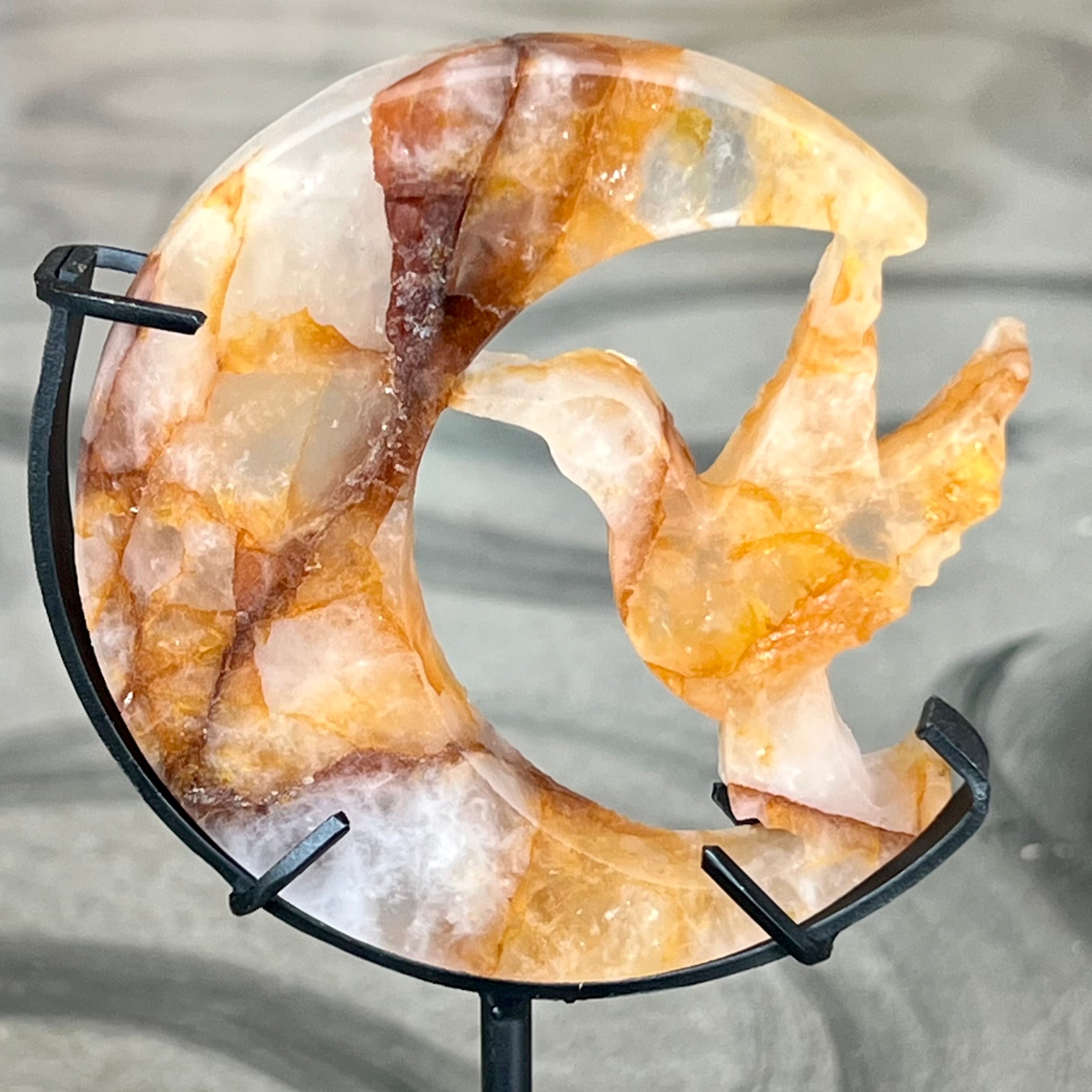 Humming Bird and Moon Carving ~ Golden Healer