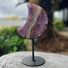 Amethyst Crescent Moon Carving on Metal Stand