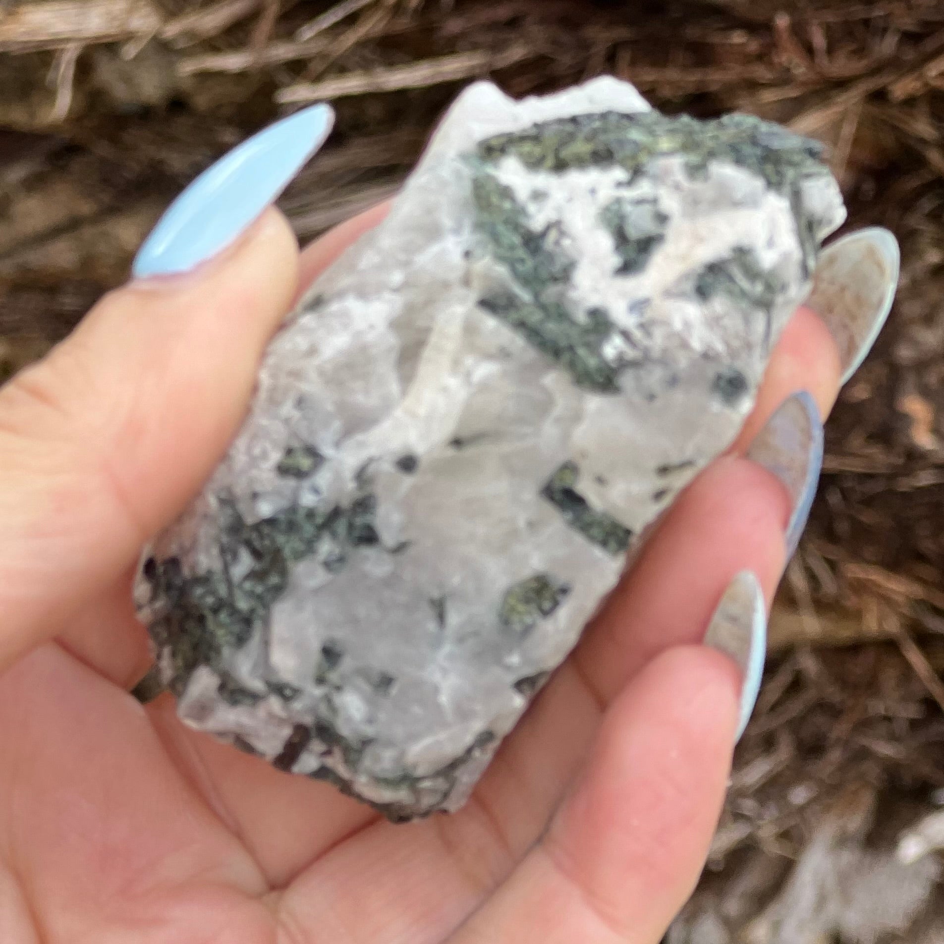 Natural Green Tourmaline on Quartz