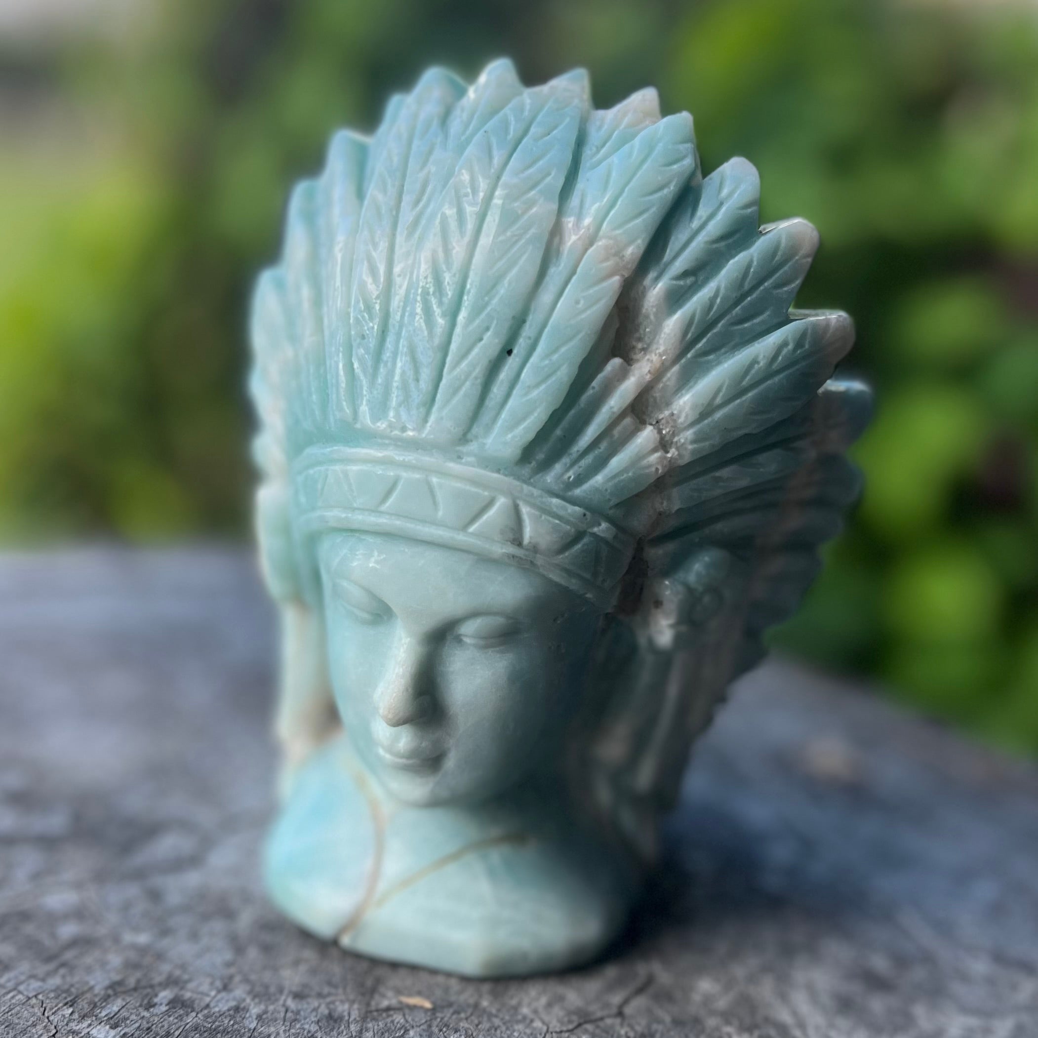 Indian Head Carving ~ Caribbean Calcite