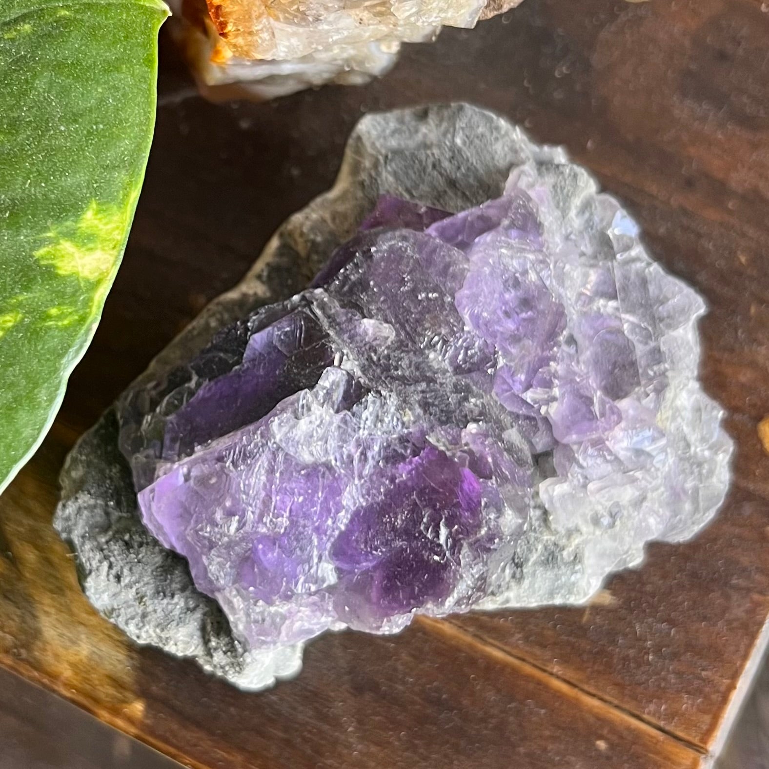 Raw Purple Fluorite on Matrix