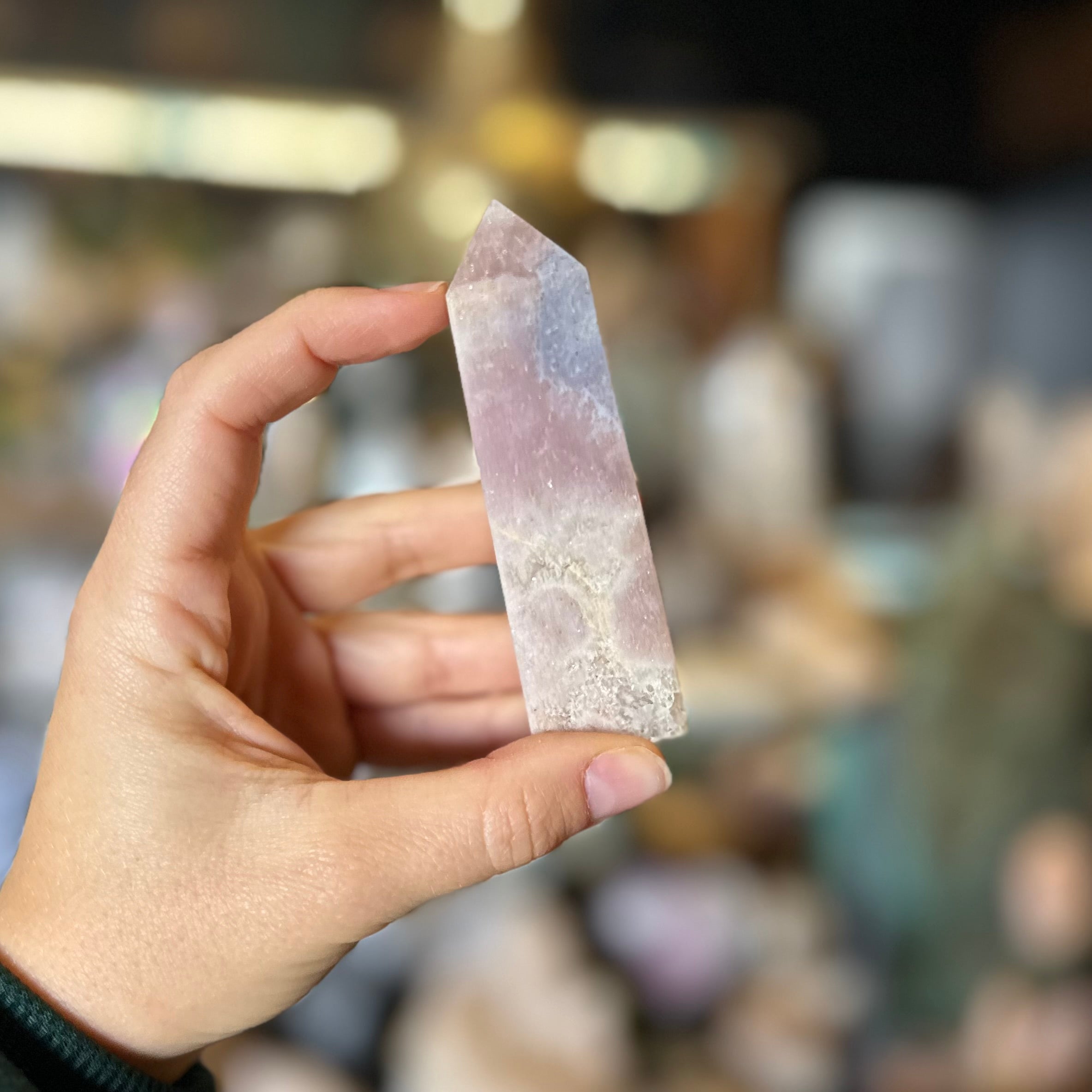 Pink Amethyst and Flower Agate Tower