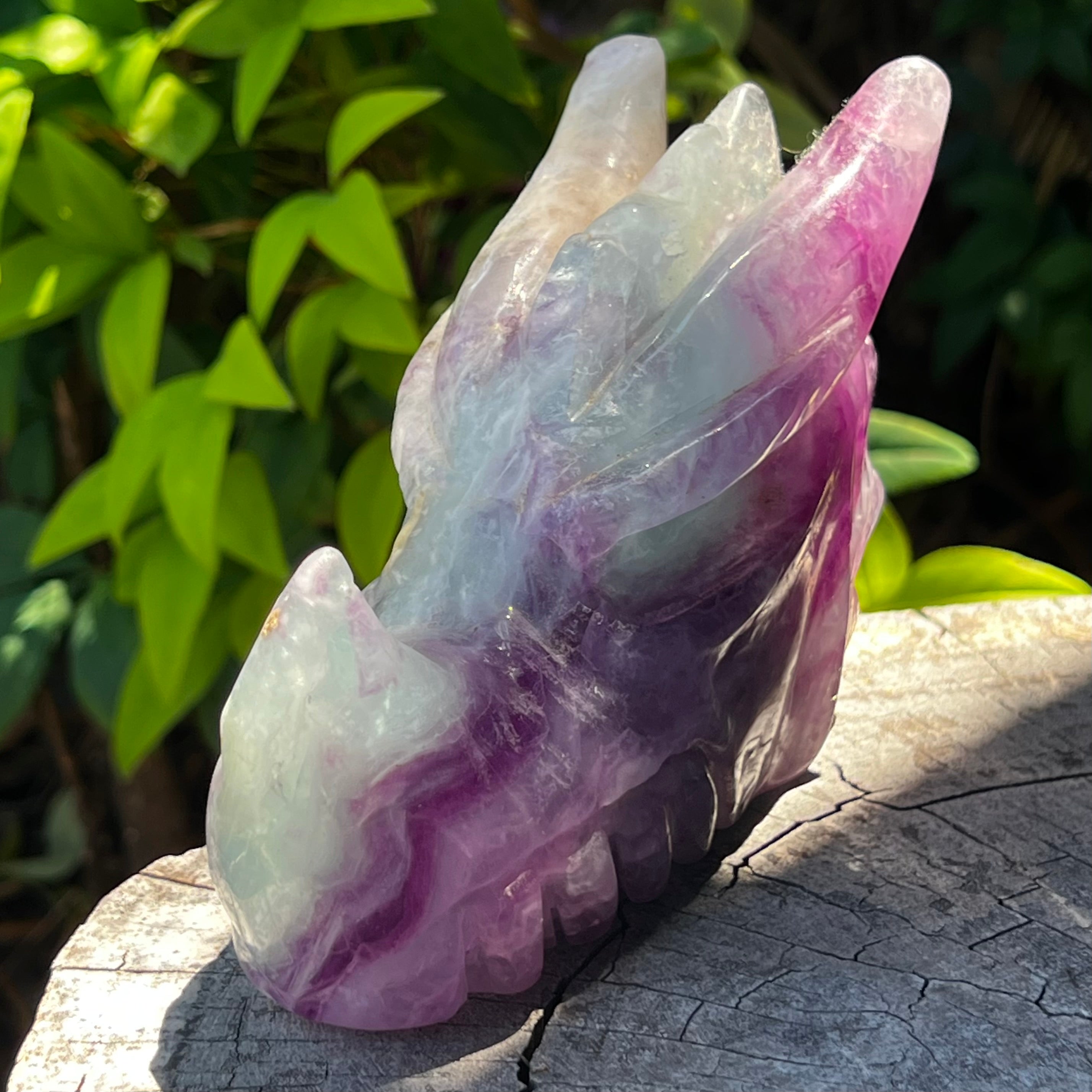 Rainbow Fluorite Dragon Head Carving