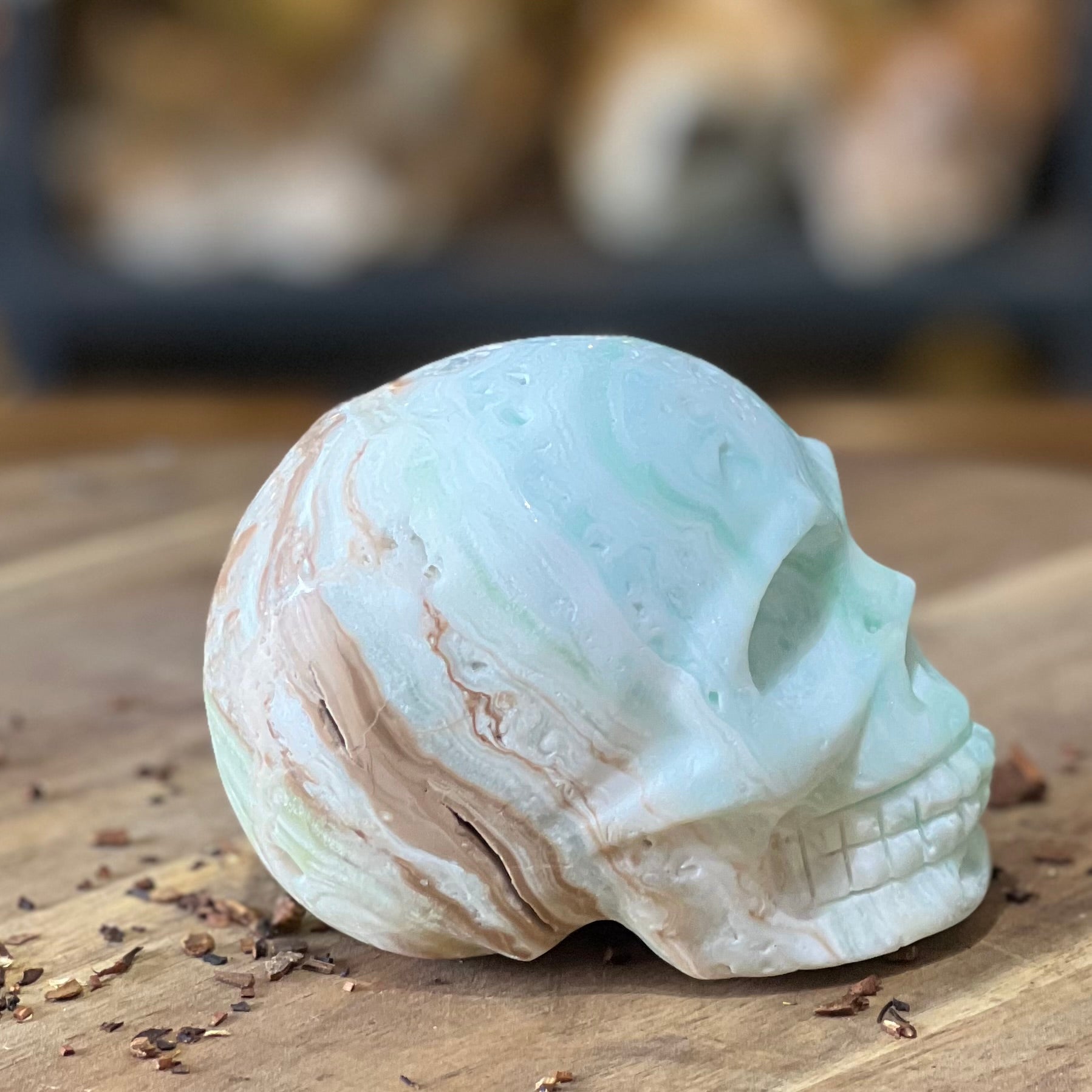 Caribbean Calcite Skull Carving