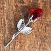 Mini Silver Red Glass Rose