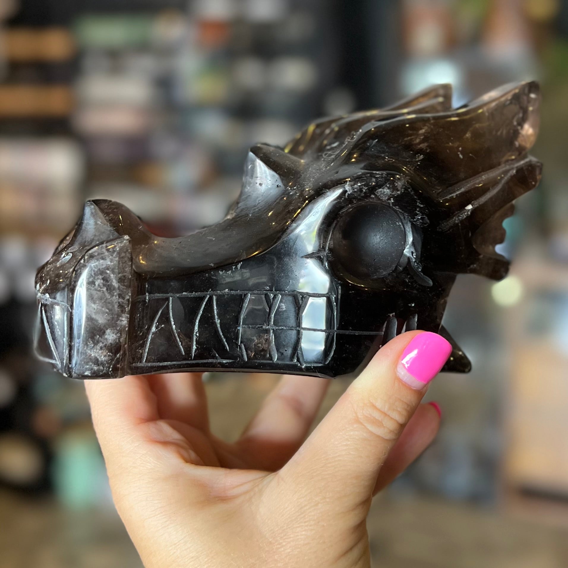 Smokey Quartz Dragon Head Carving
