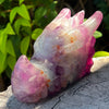 Rainbow Fluorite Dragon Head Carving