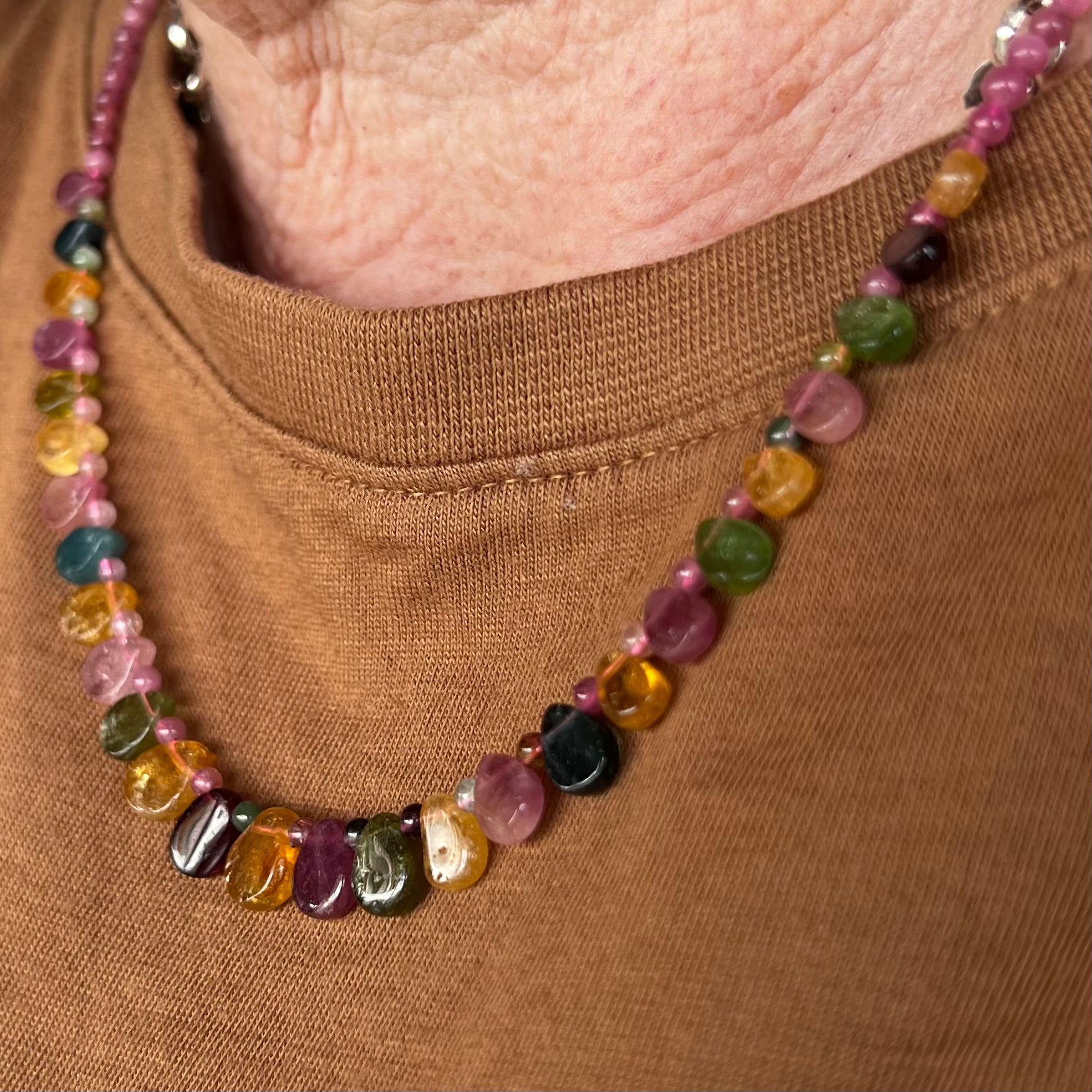 Rainbow Tourmaline Beaded Necklace