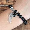 Black Obsidian Protection Bracelet with  Angel Wing Charm