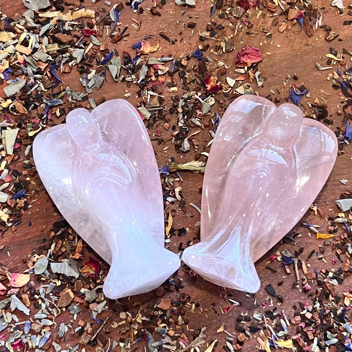 Rose Quartz Angel Carving ~ Medium