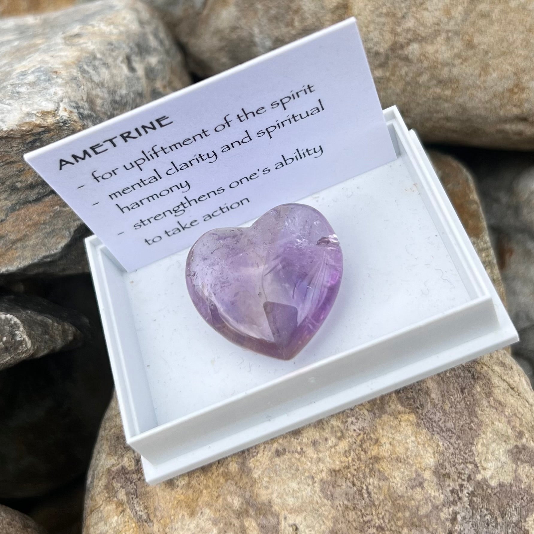 Ametrine Heart Carving  ~ Specialty Boxed Crystal