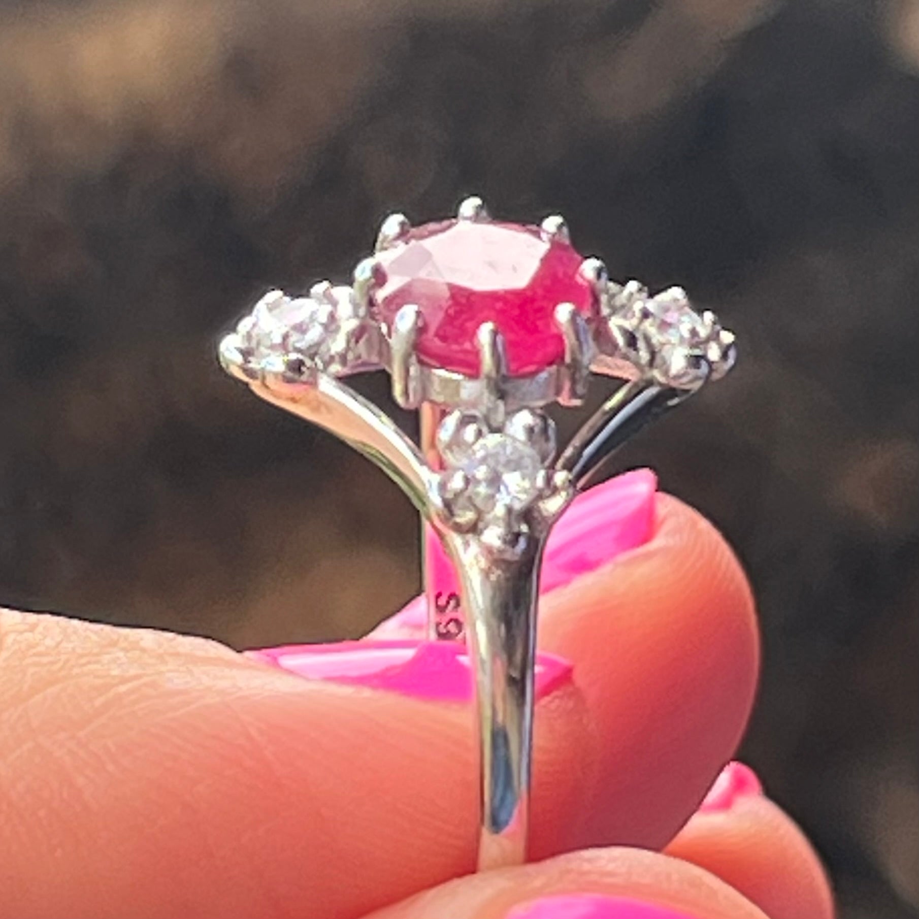 Ruby in Sterling Silver Ring ~ size 7