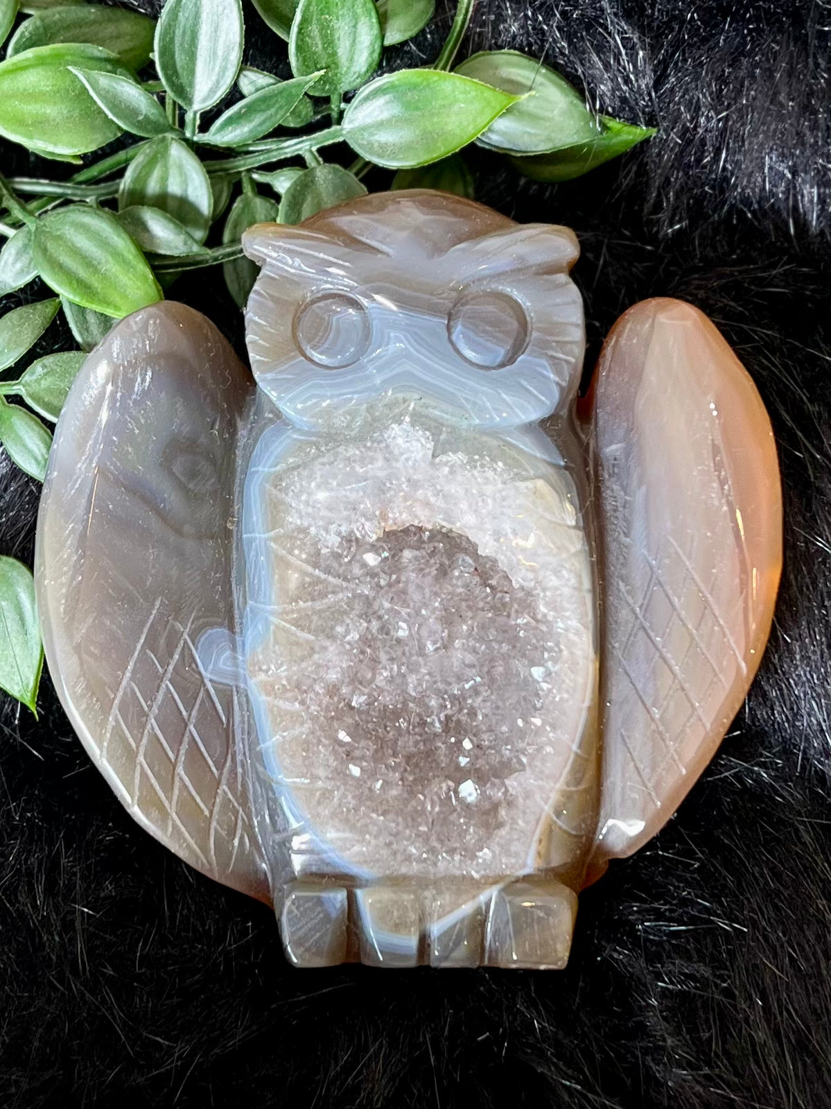Agate Owl Carving