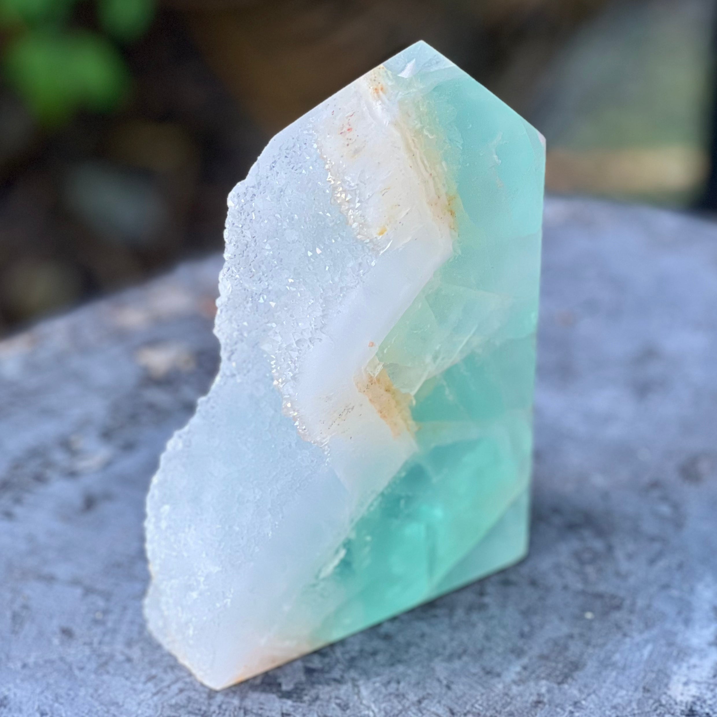 Green Fluorite Semi Raw Point