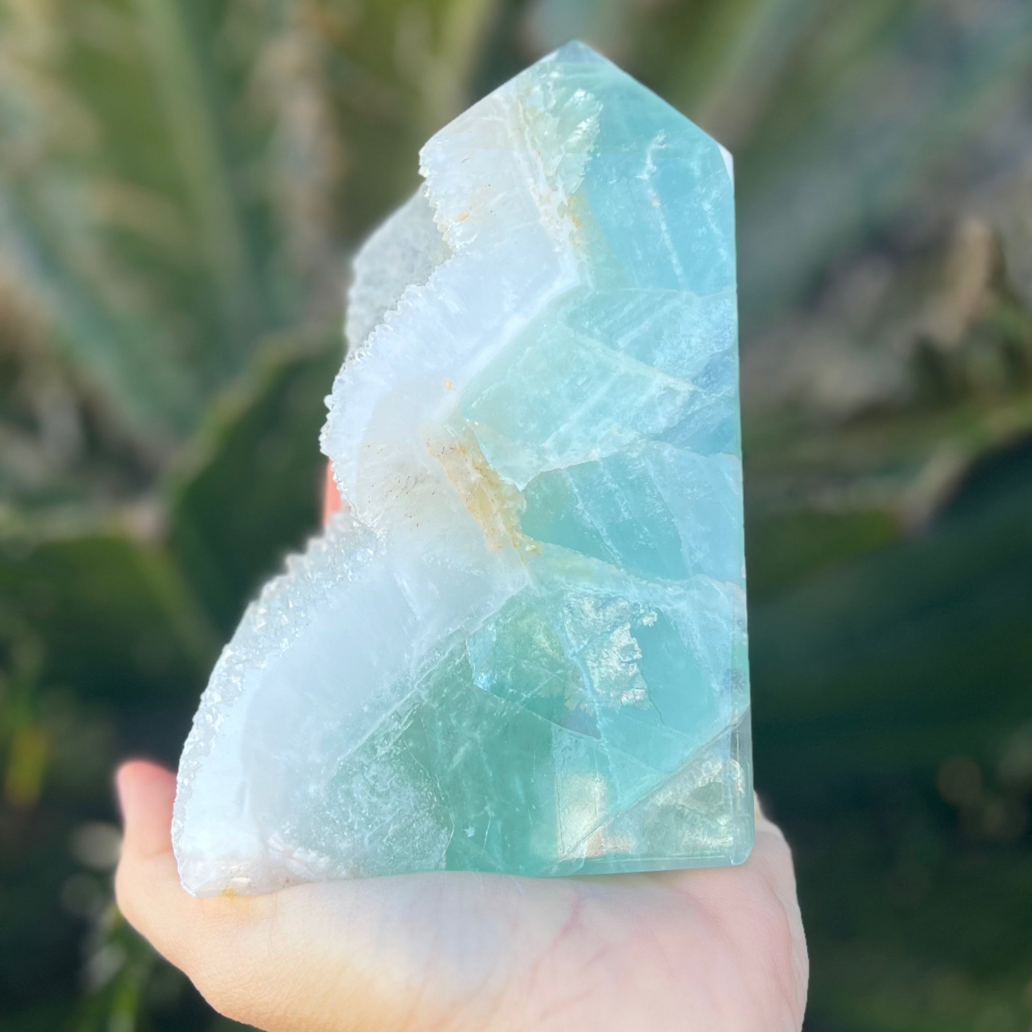 Green Fluorite Semi Raw Point