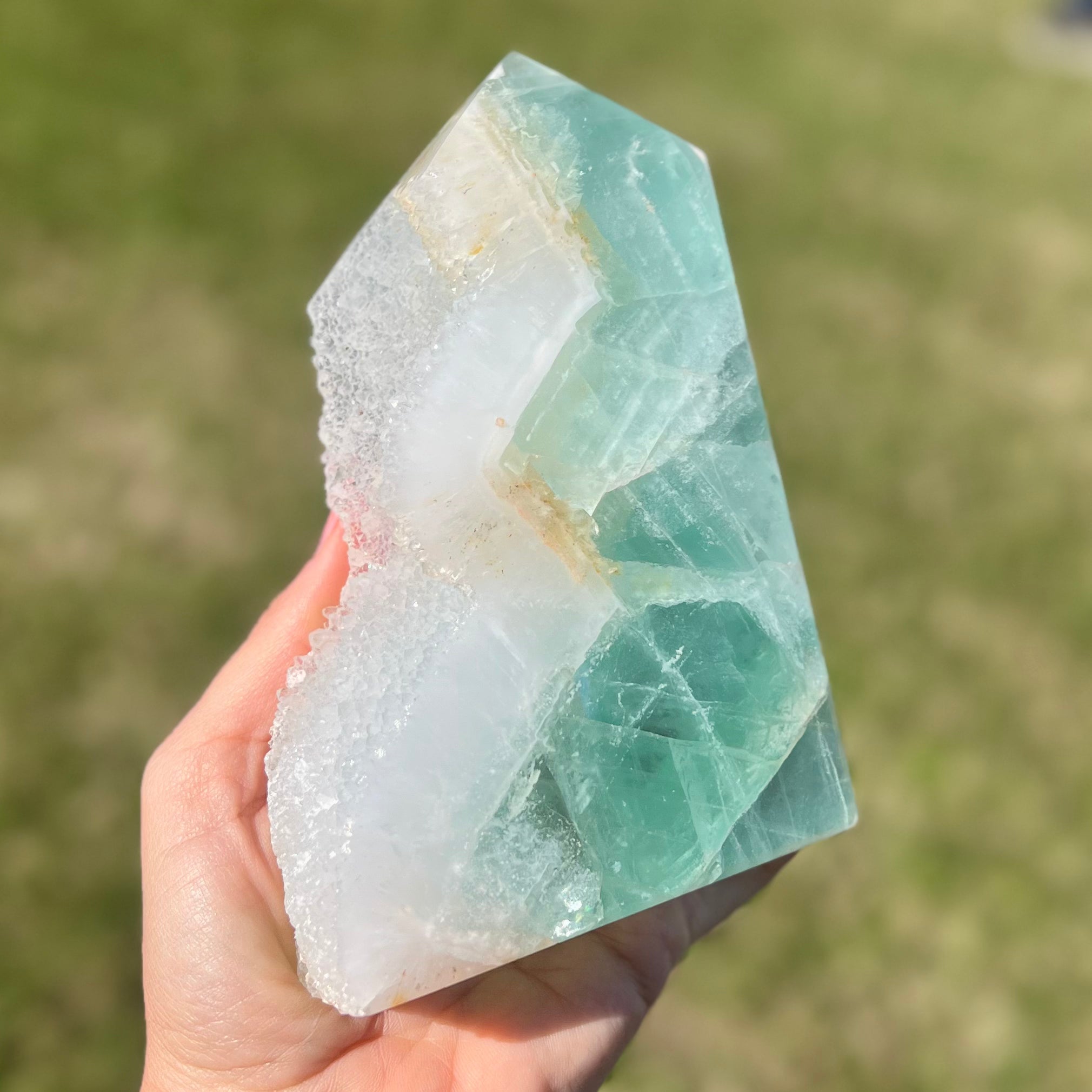 Green Fluorite Semi Raw Point