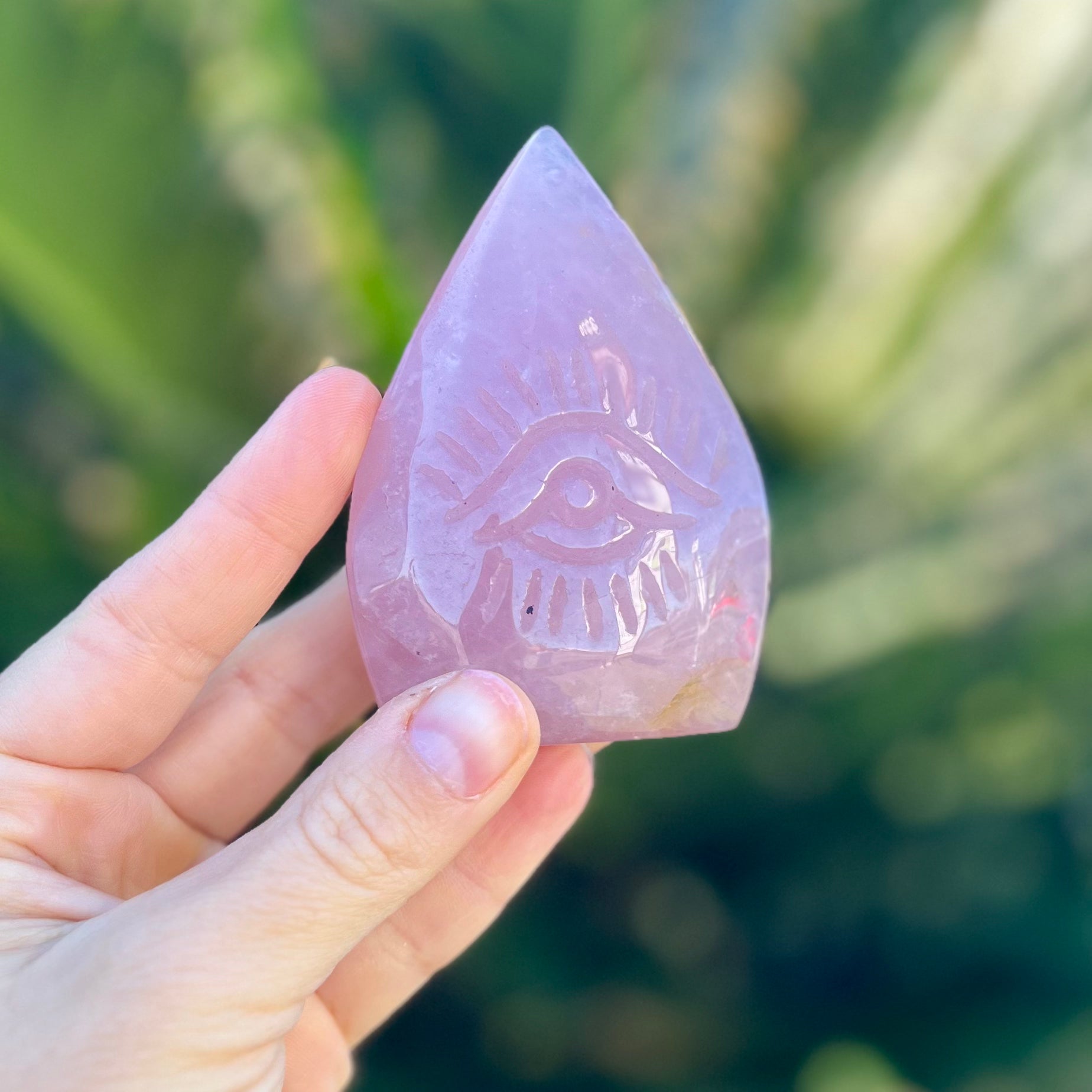 Rose Quartz Eye Tear Drop Carving