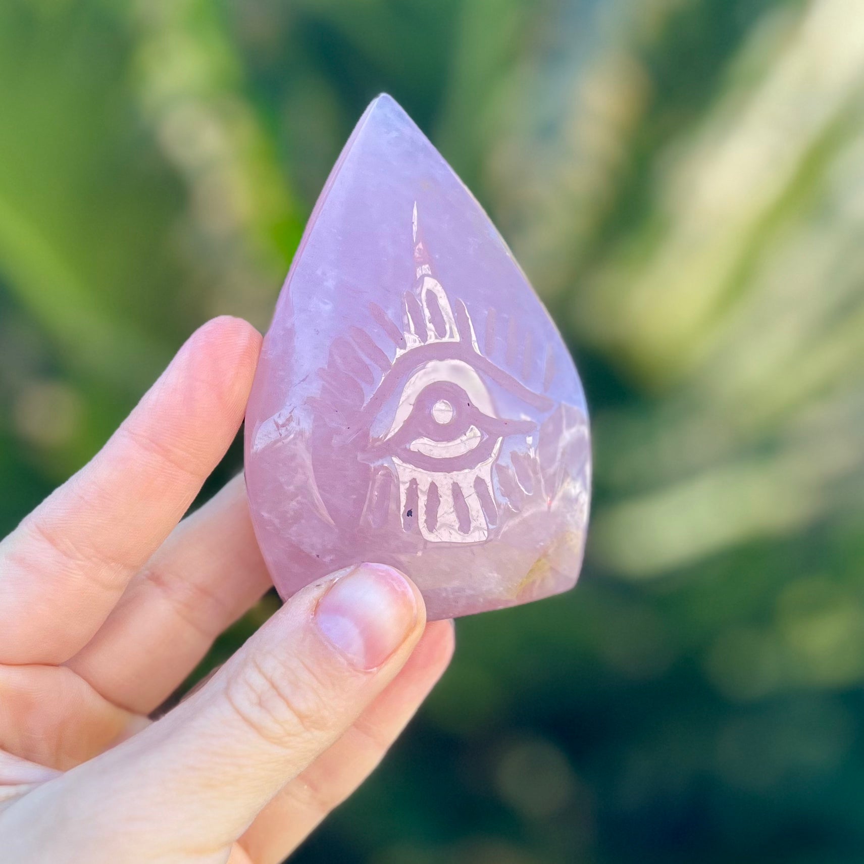 Rose Quartz Eye Tear Drop Carving