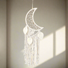 Beige Boho Crescent Moon Macrame Dream Catcher