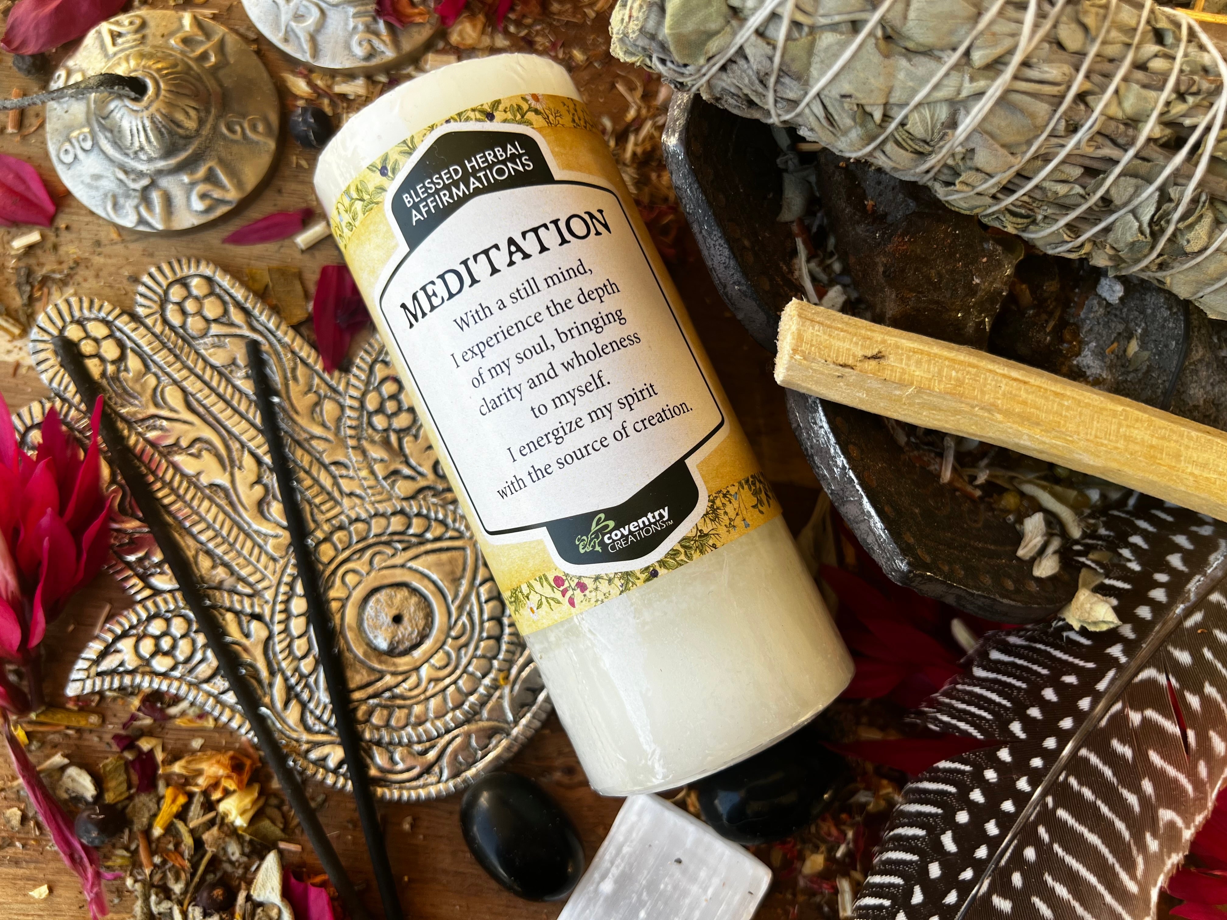 MEDITATION Affirmation Candle | Muse Crystals & Mystical Gifts