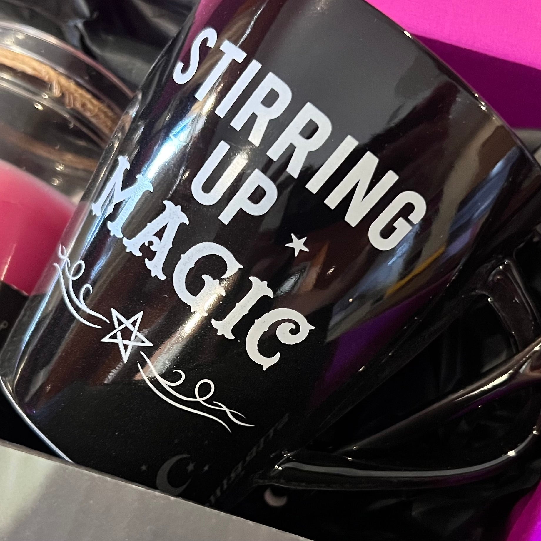 Close up of the stirring up magic mug for Christmas | Muse Crystals & Mystical Gifts