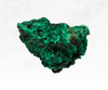 An image of a malachite crystal chunk, displaying vibrant shades of green with intricate banding patterns. The stone's lush appearance conveys a sense of growth, abundance, and transformation.