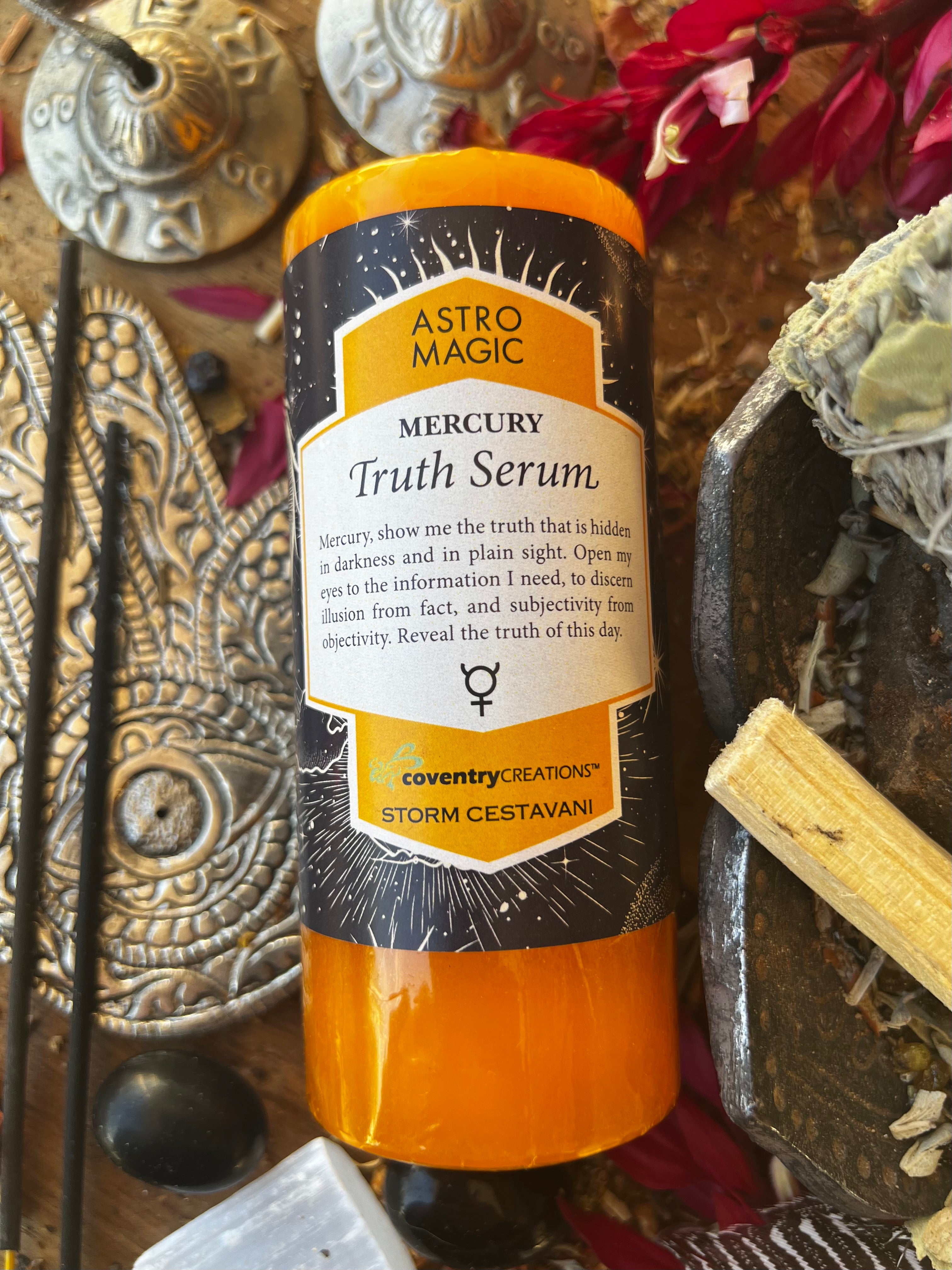 Mercury TRUTH SERUM Astro Magic Candle | Muse Crystals & Mystical Gifts