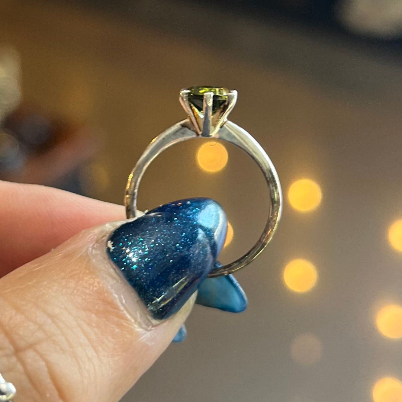 Moldavite Ring set in Sterling Silver