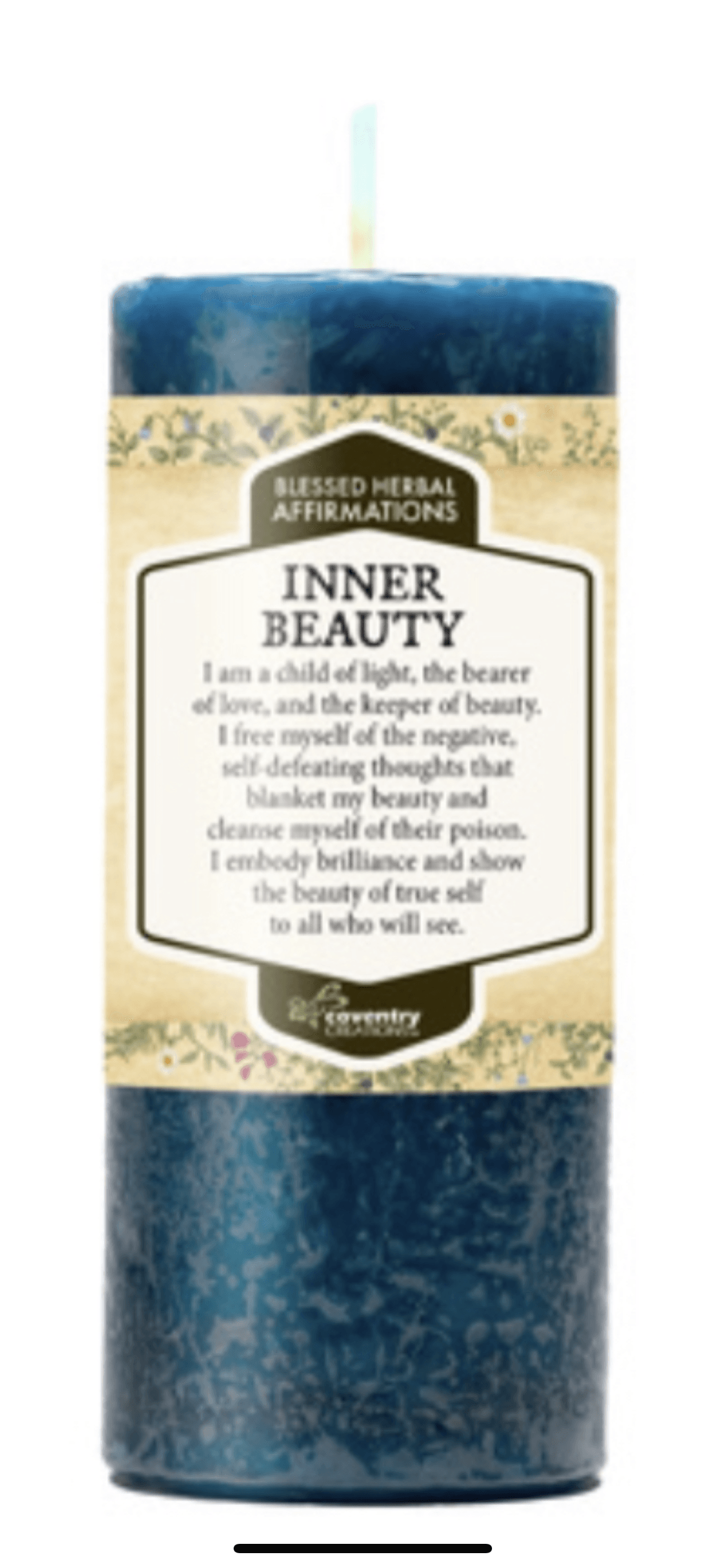 Affirmation Candle INNER BEAUTY Blessed Herbal Spell Candle - Muse Crystals & Mystical Gifts