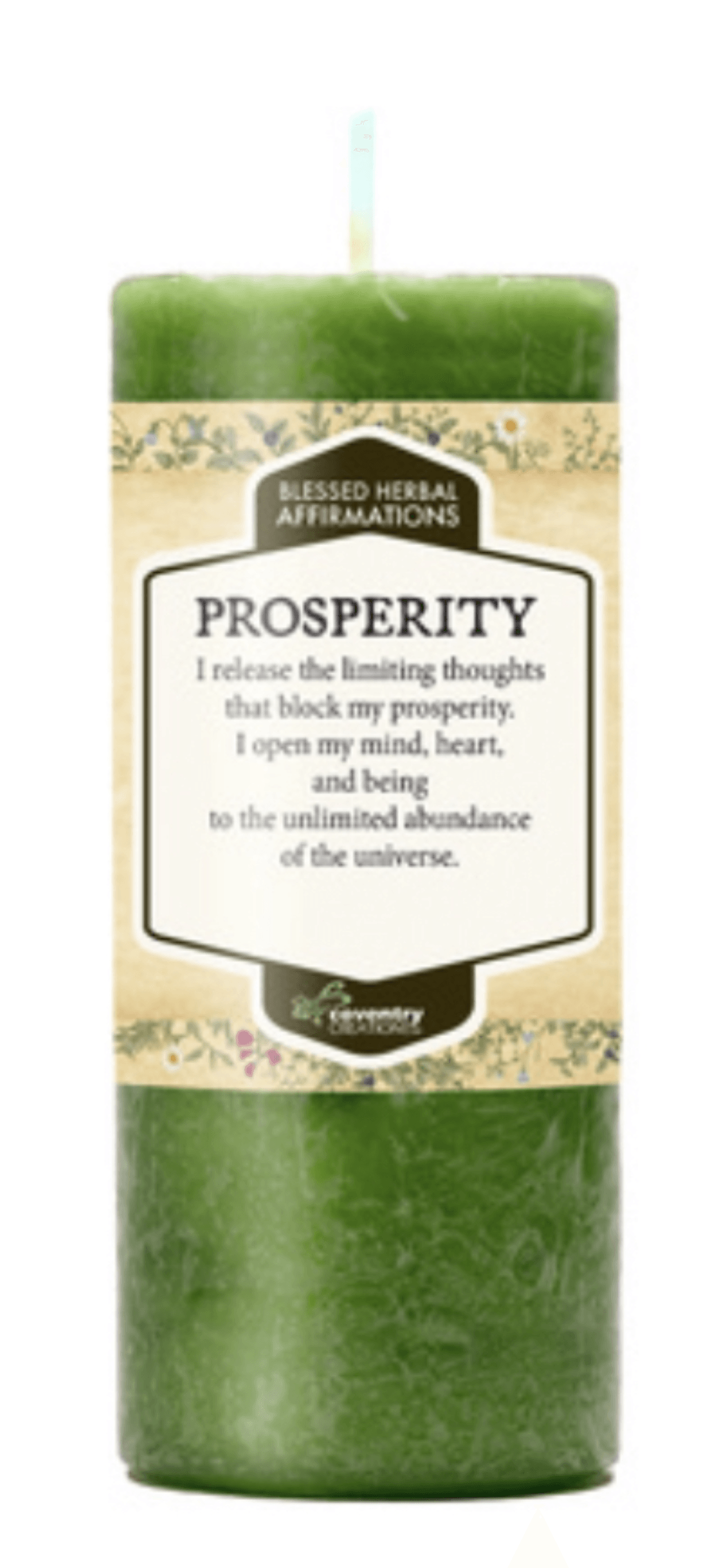 Affirmation Candle PROSPERITY Blessed Herbal Spell Candle - Muse Crystals & Mystical Gifts