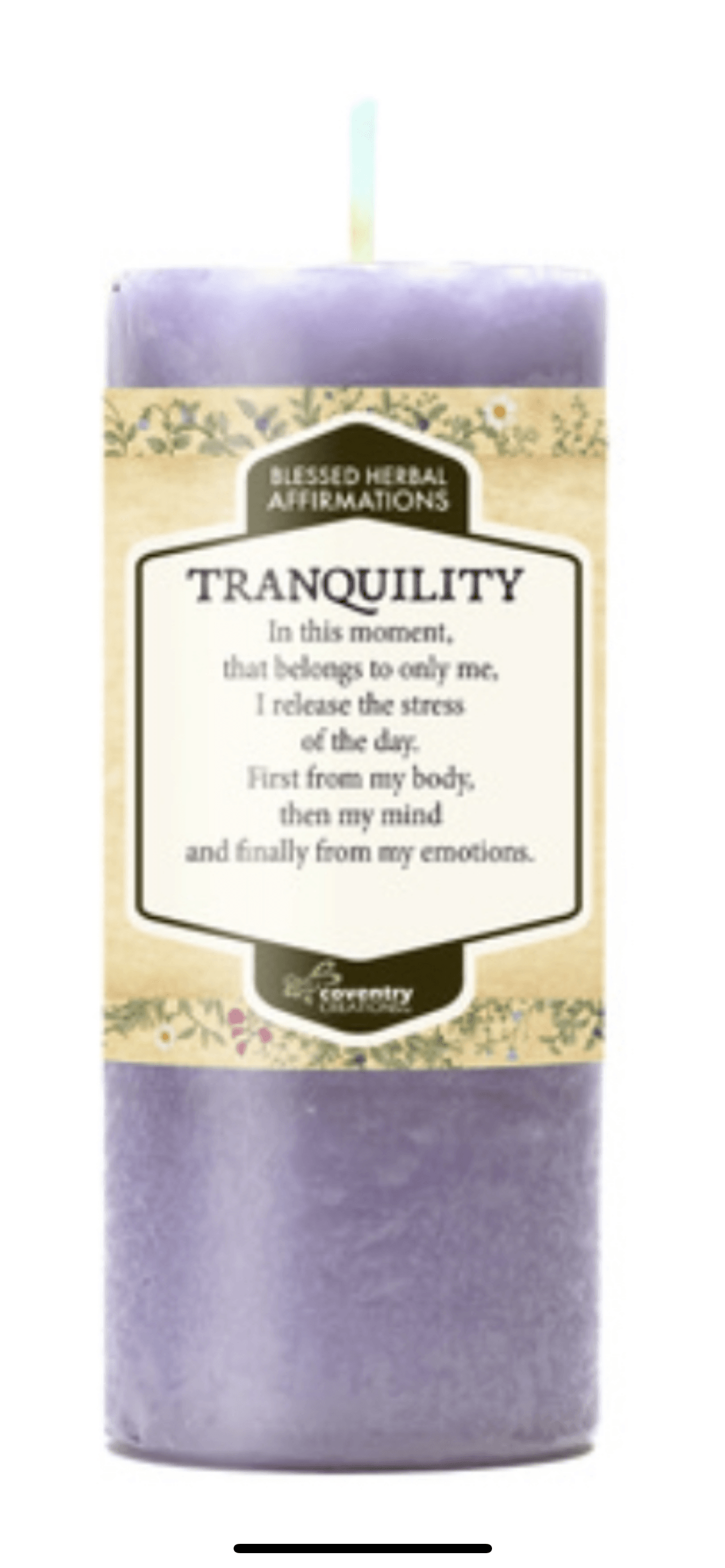Affirmation Candle TRANQUILITY Blessed Herbal Spell Candle - Muse Crystals & Mystical Gifts