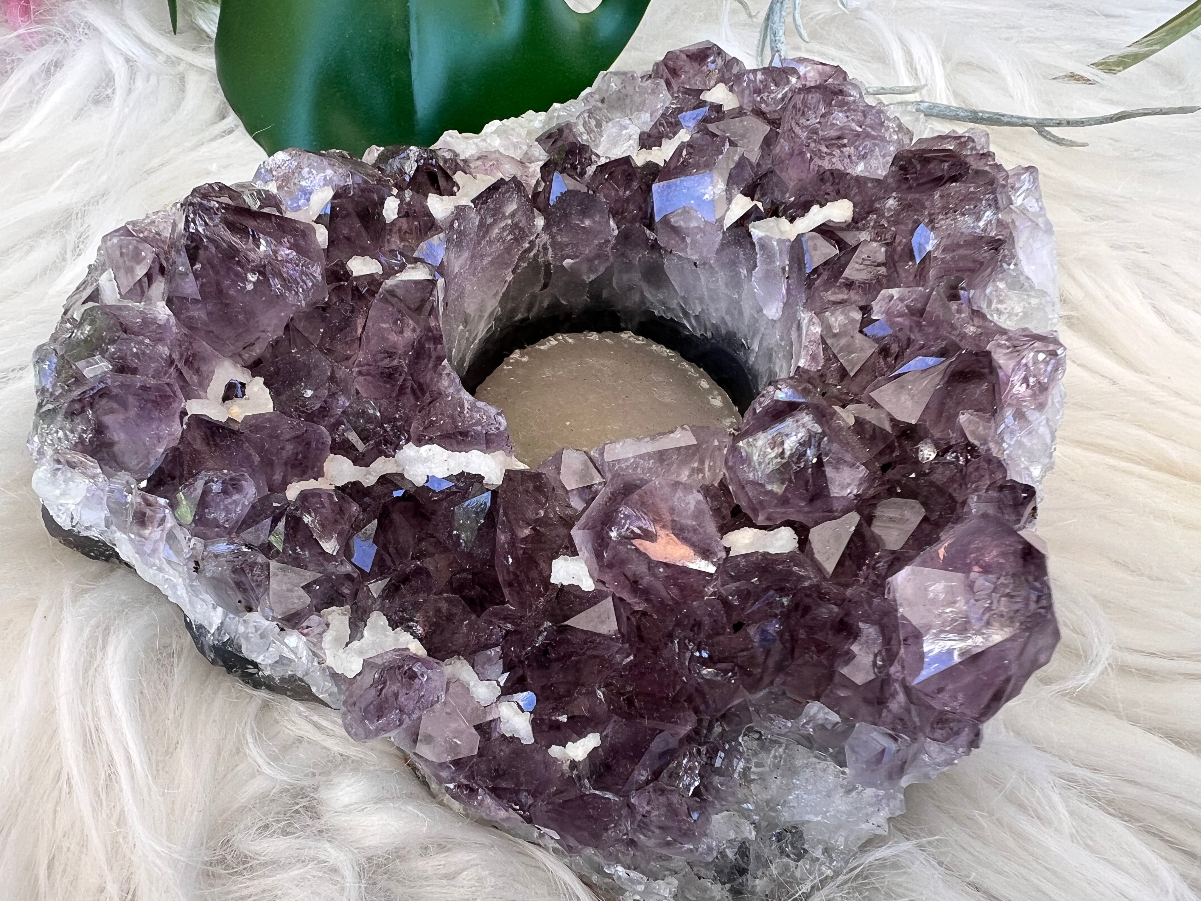 Amethyst Tea Light Candle Holder - Muse Crystals & Mystical Gifts