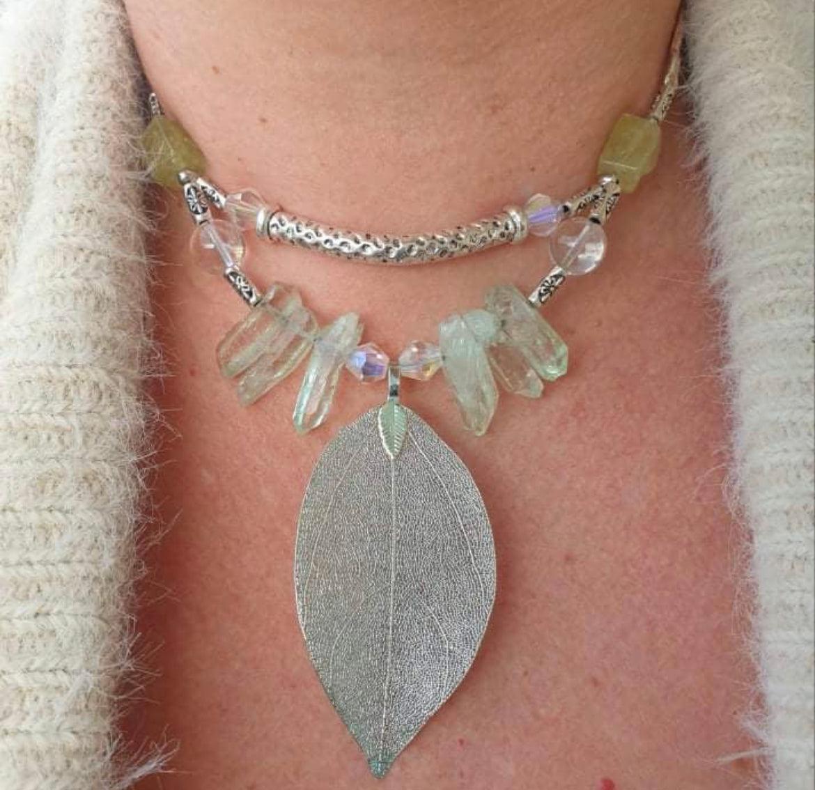 Be Abundant... Aventurine & Green Leaf Necklace - Muse Crystals & Mystical Gifts