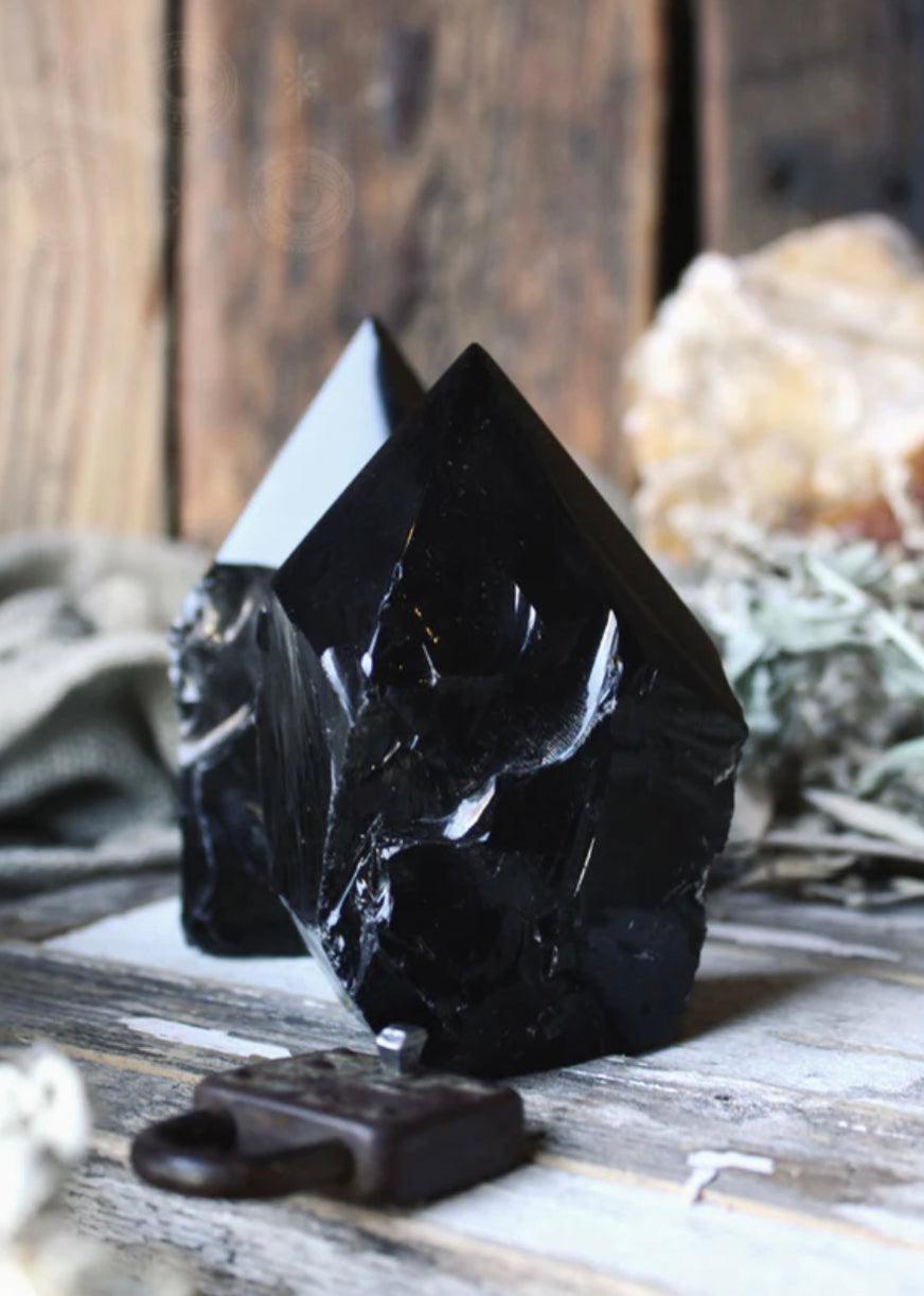 Black Obsidian Semi Raw Point - Muse Crystals & Mystical Gifts