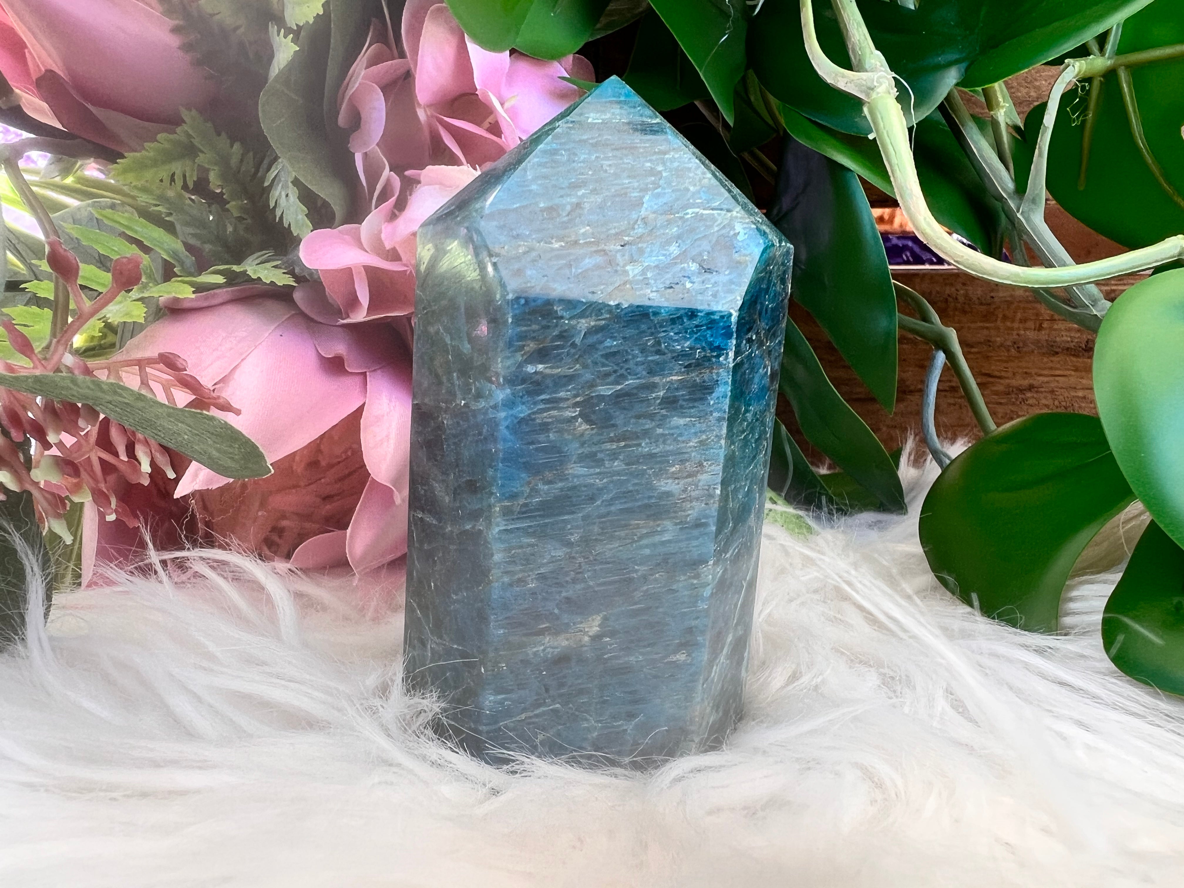 Blue Apatite Tower Medium - Muse Crystals & Mystical Gifts