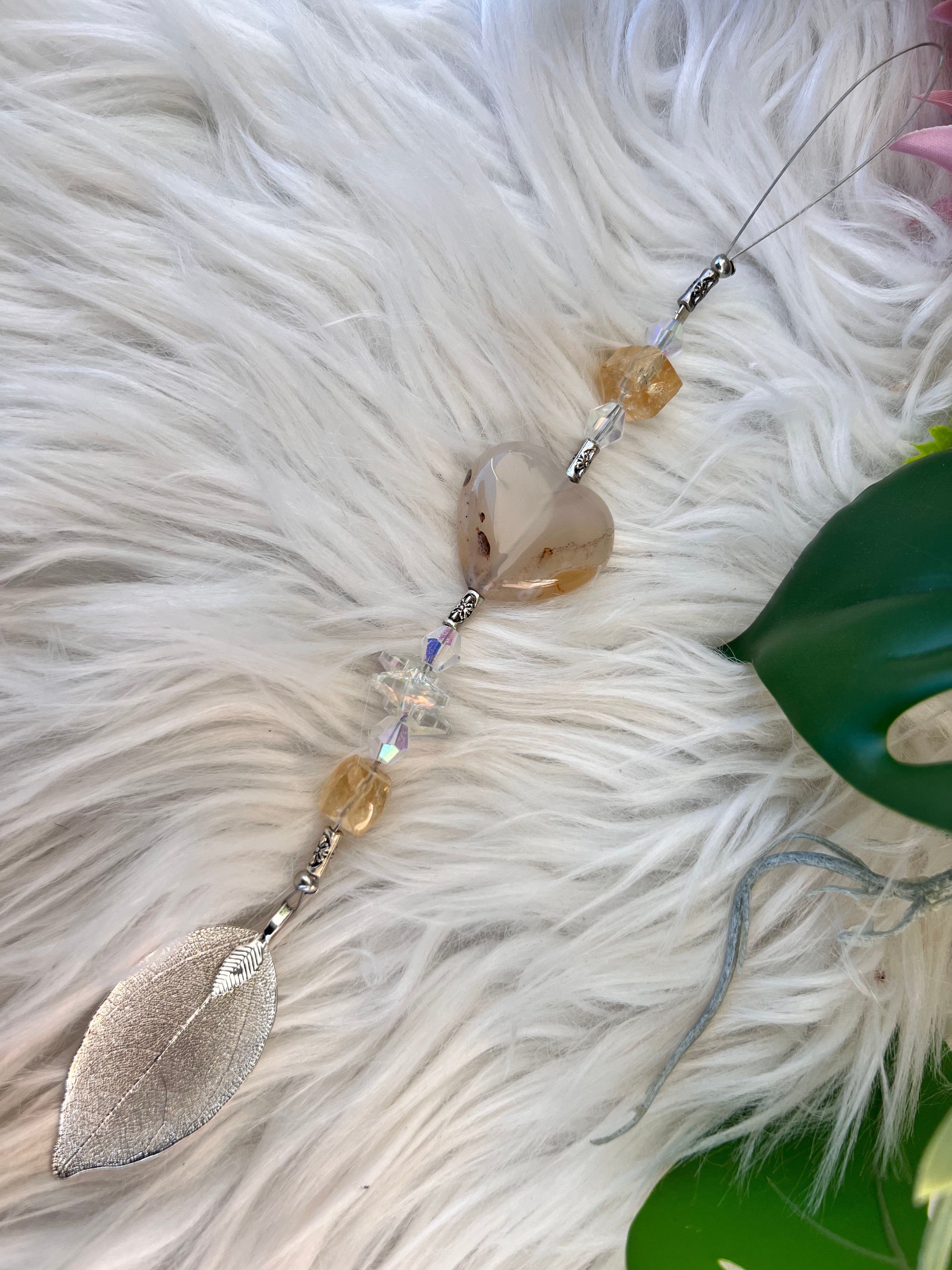 Crystal Sun Catcher Love Hanger - Citrine & Agate - Muse Crystals & Mystical Gifts