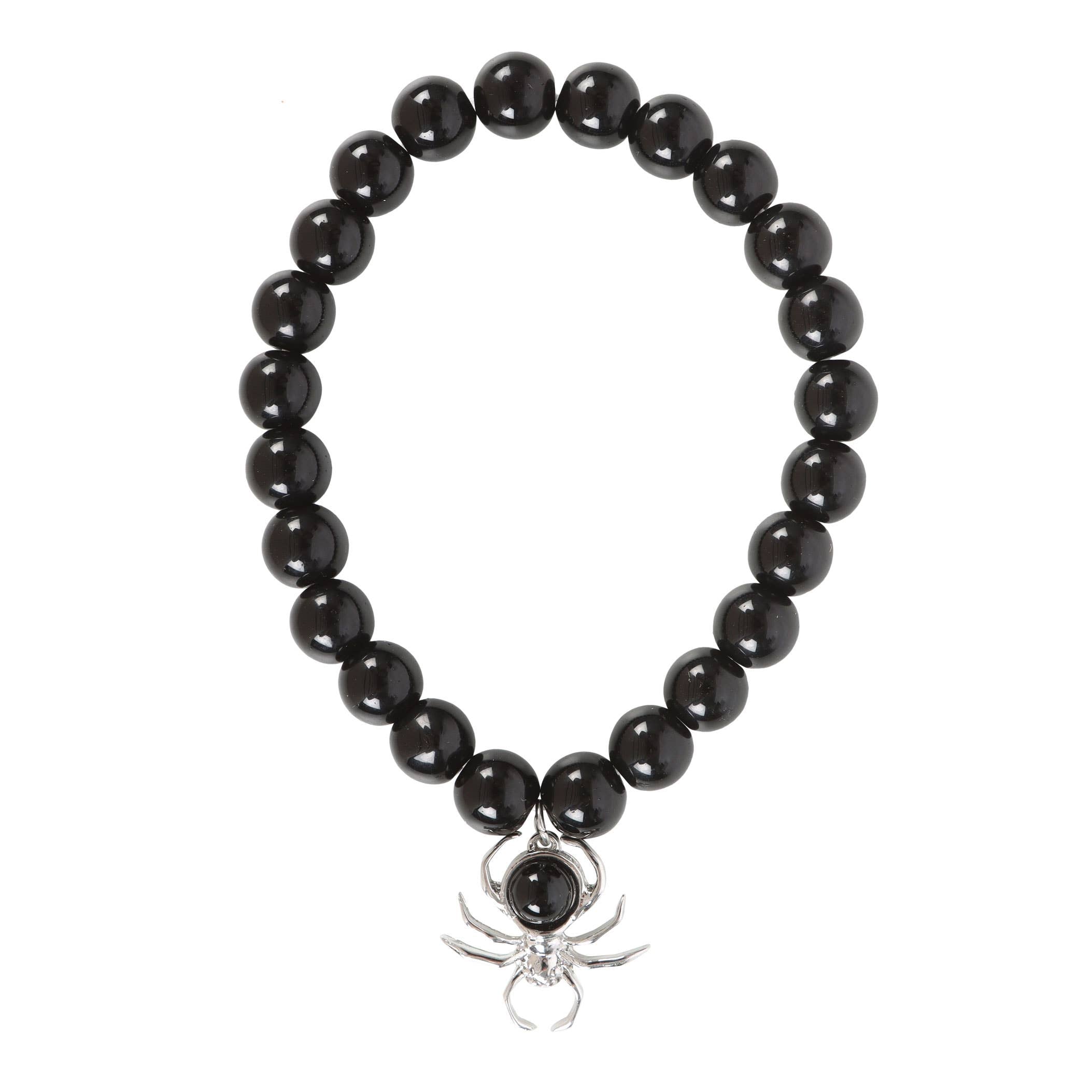 Black Obsidian ~ Spider Beaded Bracelet