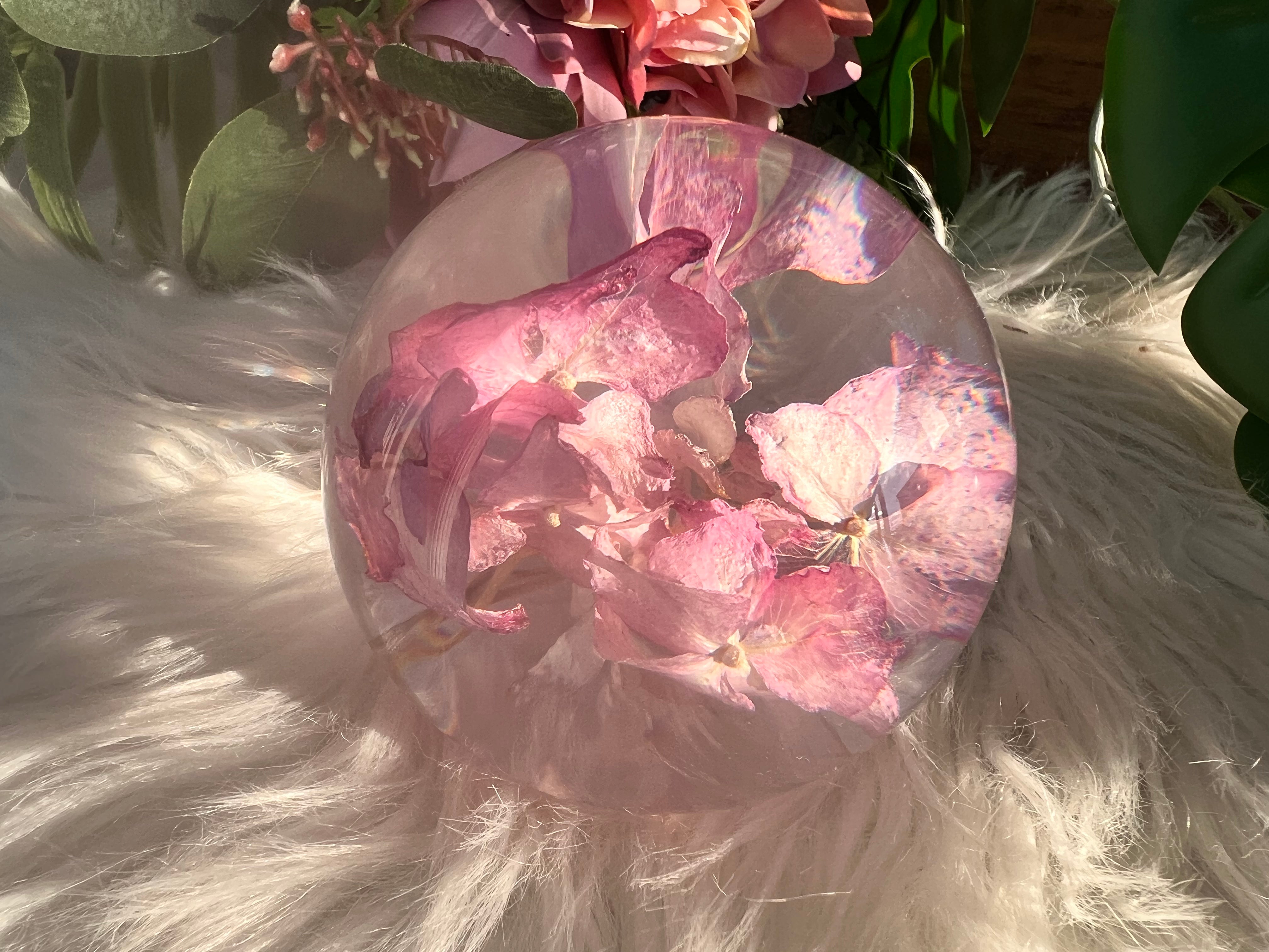 Hydrangea Pink Everlasting Flower Sphere - Muse Crystals & Mystical Gifts