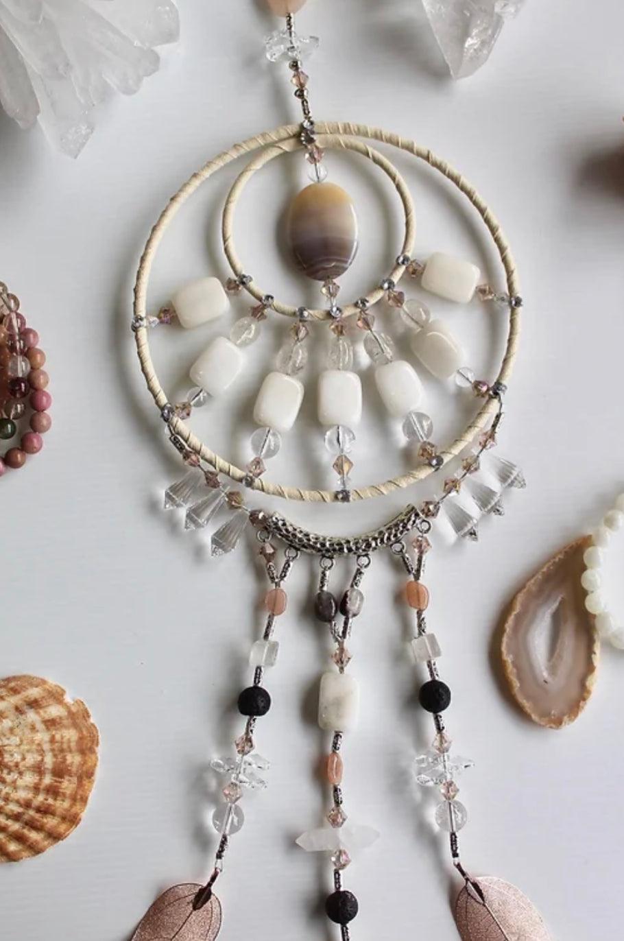 Large Dream Catcher | Agate & Moonstone - Muse Crystals & Mystical Gifts