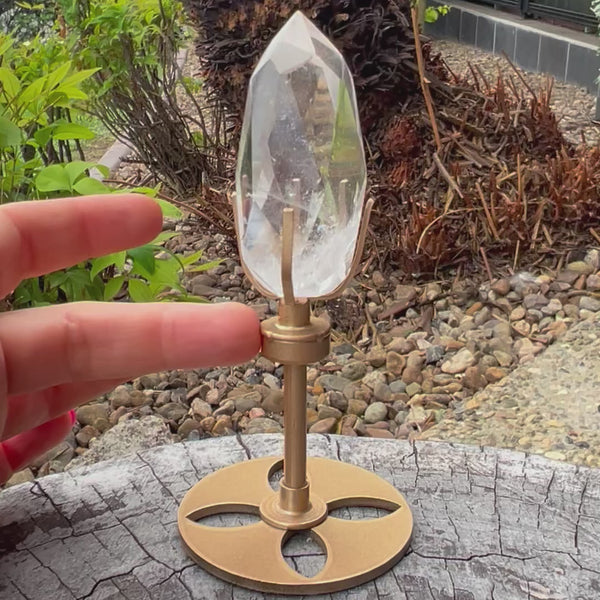 Clear Quartz ~ Facetted Generator Point on Stand
