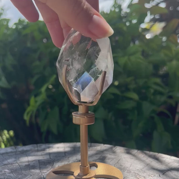 Clear Quartz ~ Facetted Generator Point on Stand