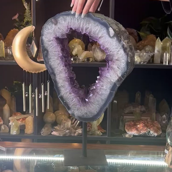 Amethyst Portal on Metal Stand