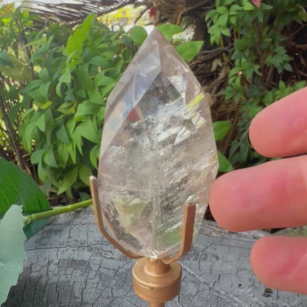 Clear Quartz ~ Facetted Generator Point on Stand