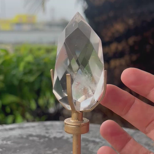 Clear Quartz ~ Facetted Generator Point on Stand