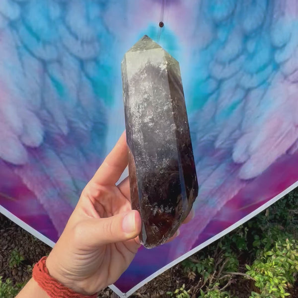 Smokey Citine Quartz Point on stand