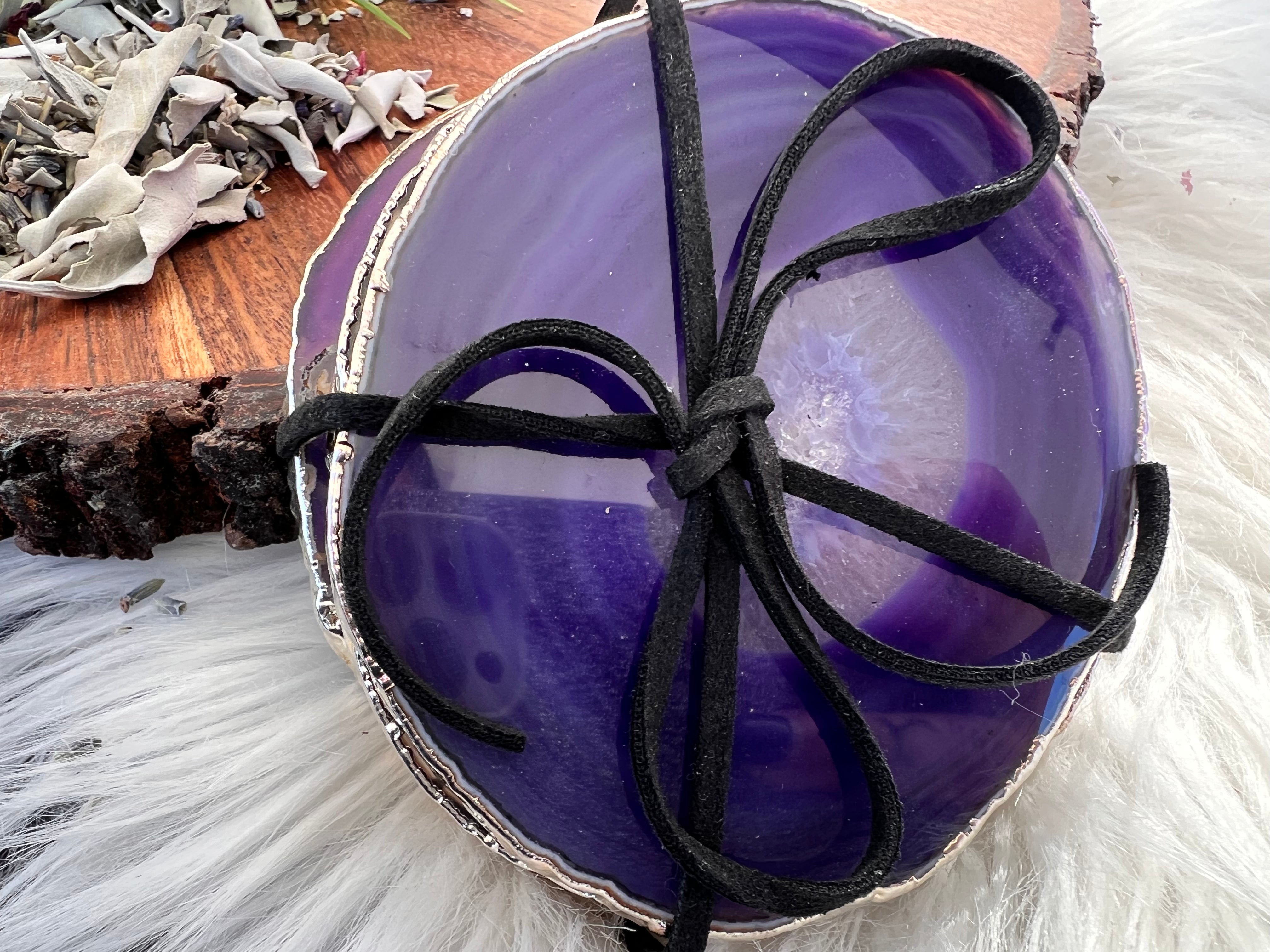 Purple Agate Coaster Set of Four - Muse Crystals & Mystical Gifts