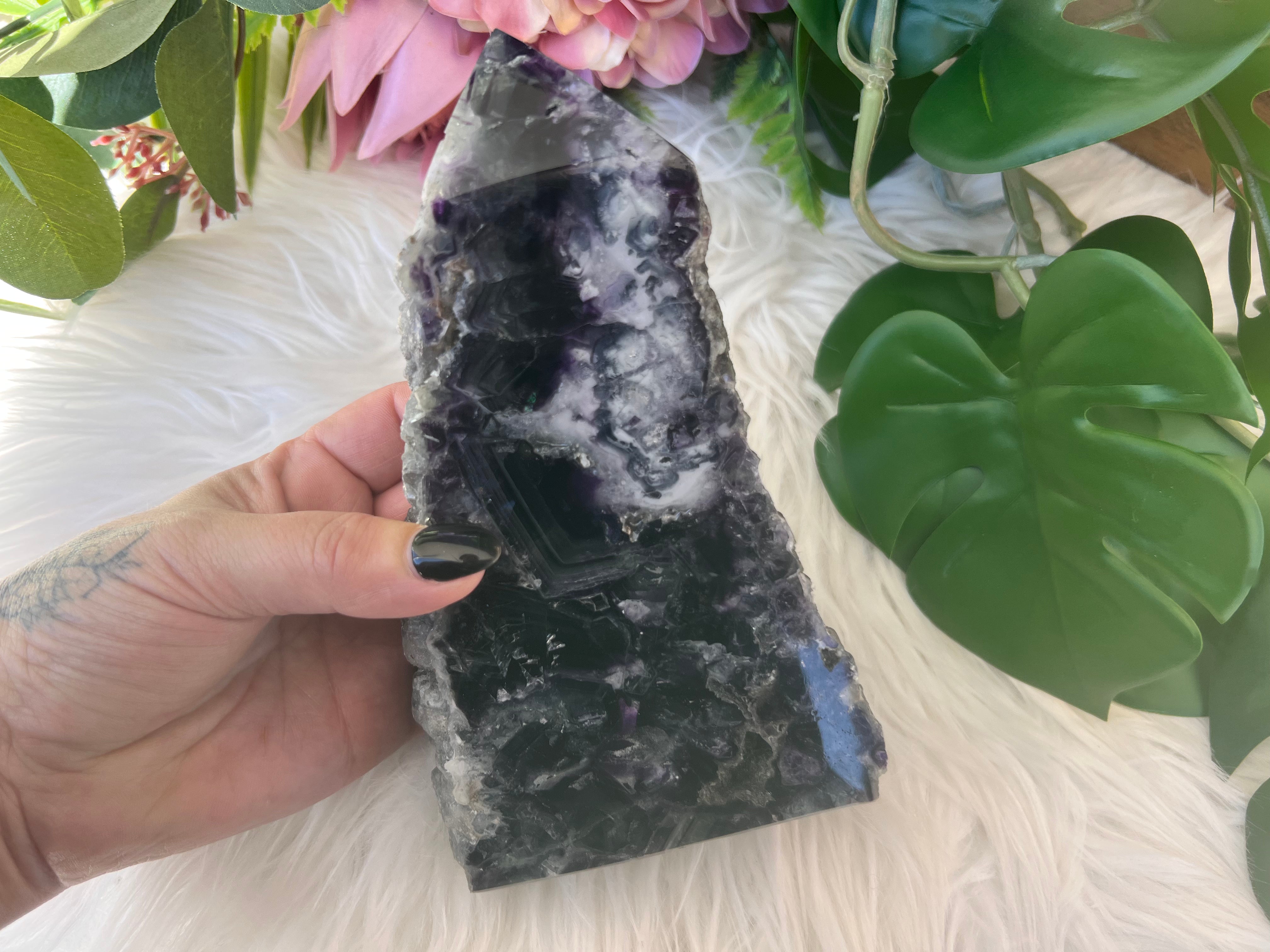 Purple Fluorite Semi Raw Tower - Muse Crystals & Mystical Gifts