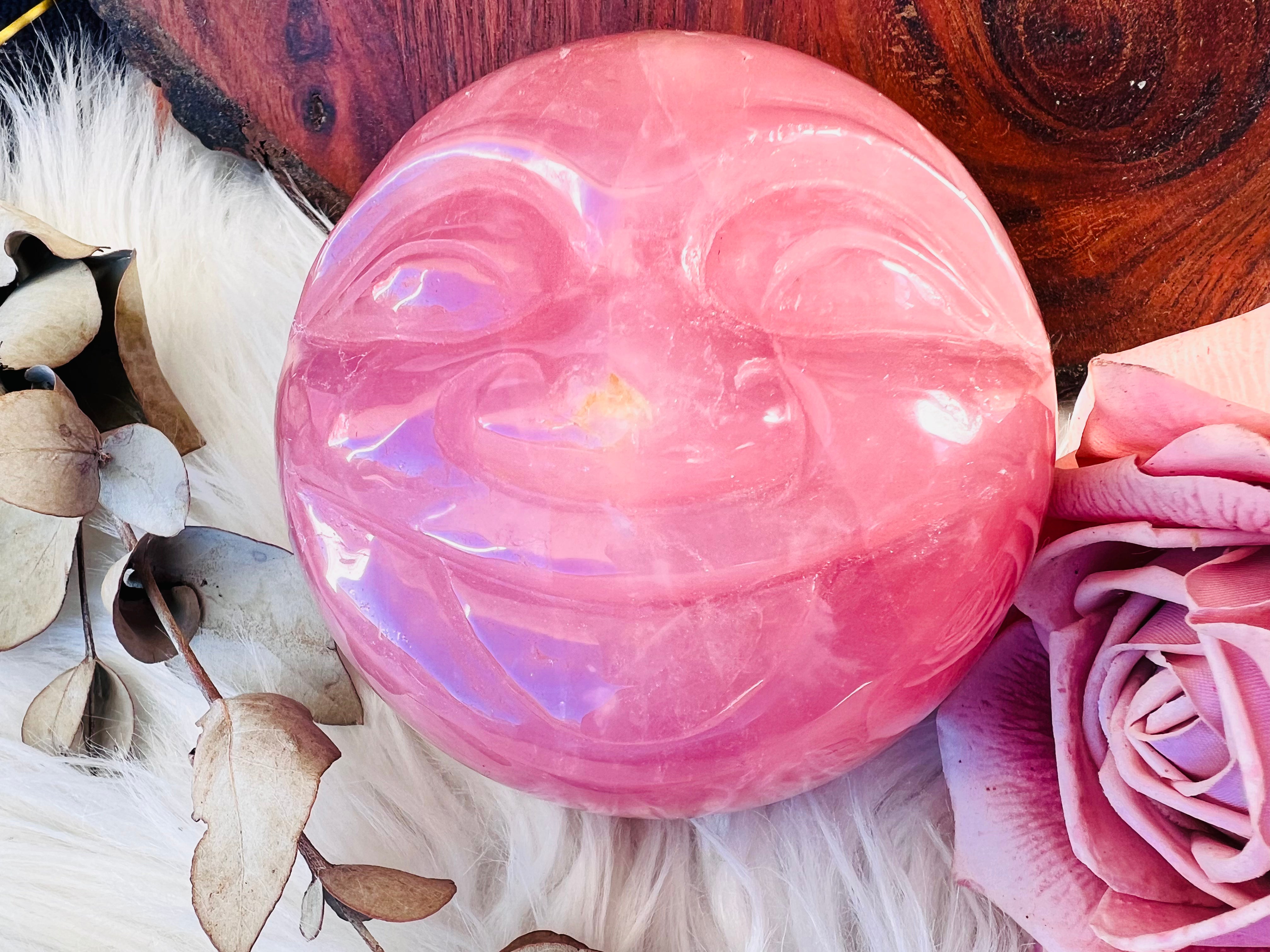 Rose Quartz Man in the Moon - Muse Crystals & Mystical Gifts