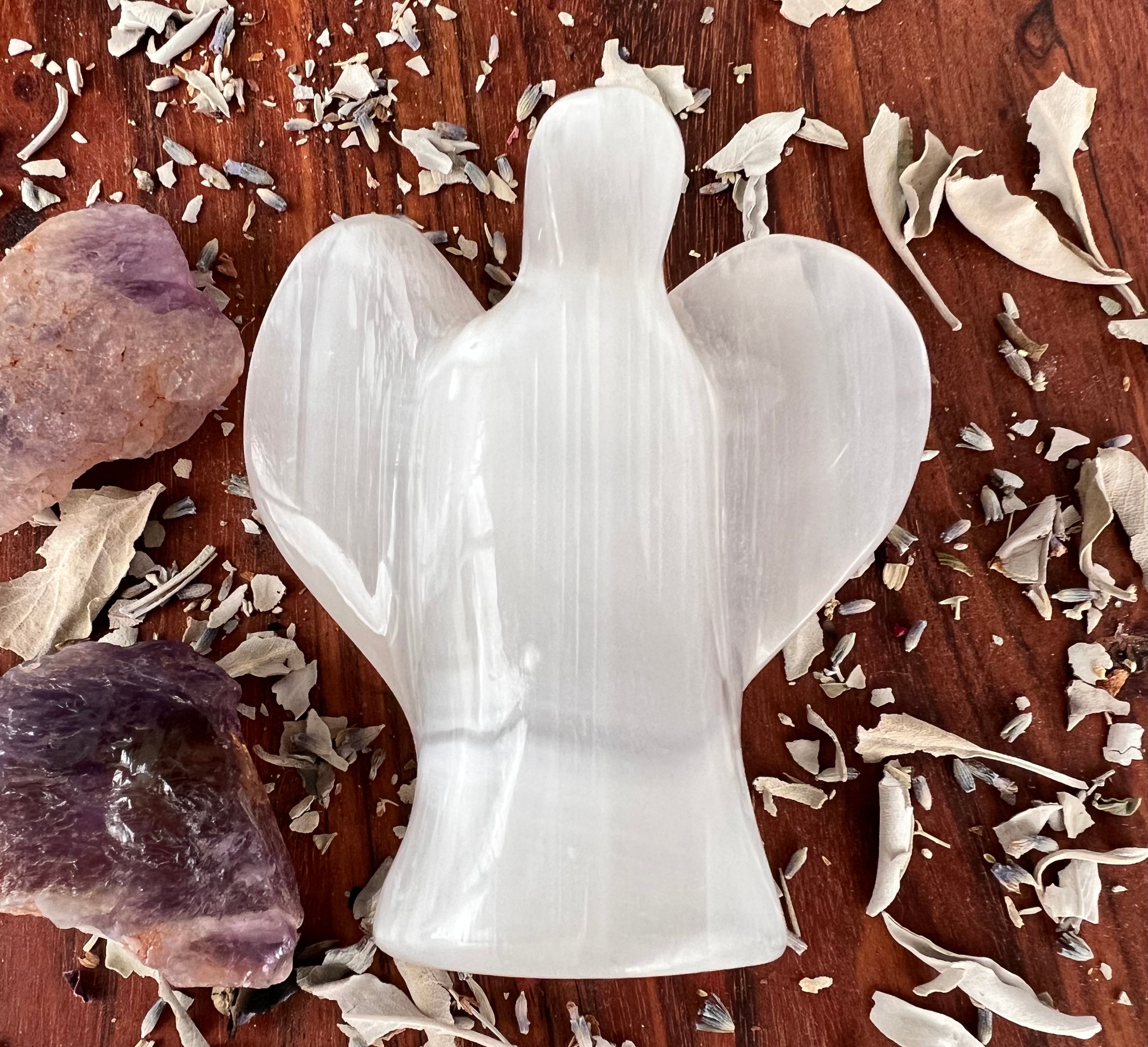 Selenite Angel of Protection - Muse Crystals & Mystical Gifts
